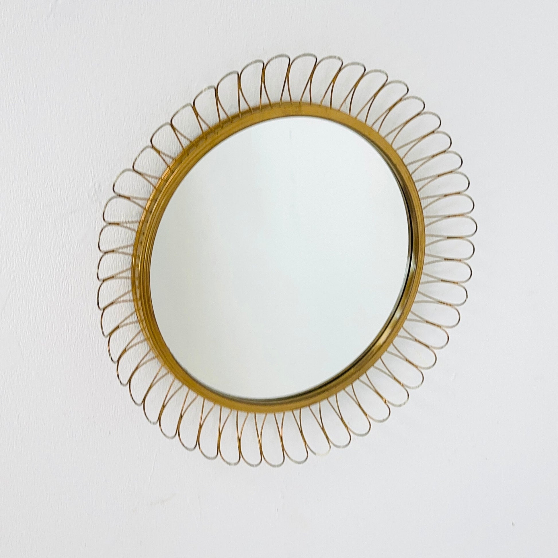 Mid-century wall mirror by Josef Frank Svenskt Tenn, Austria, Sweden, brass, 1950s