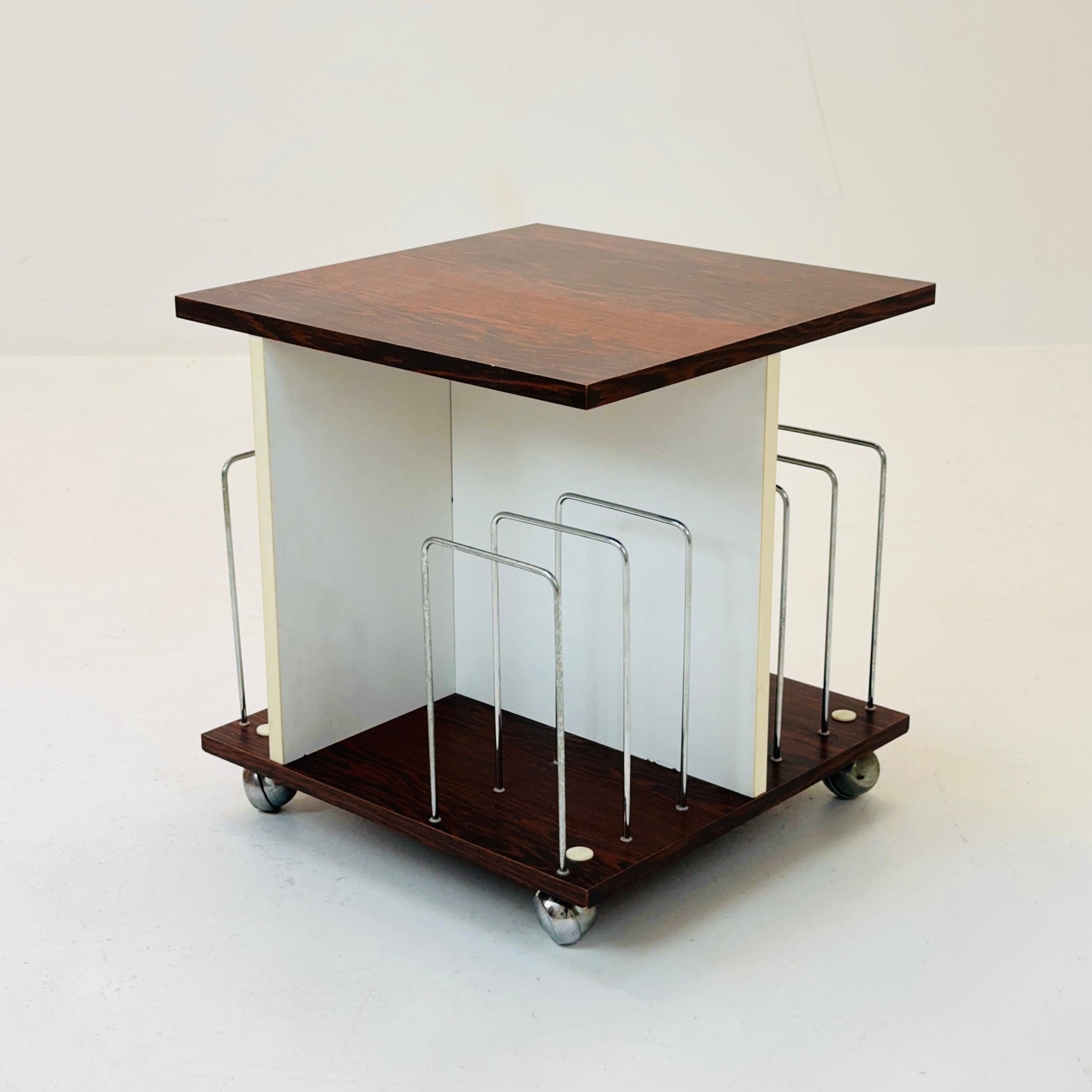 Rare Space Age trolley with magazine rack 1970s Germany