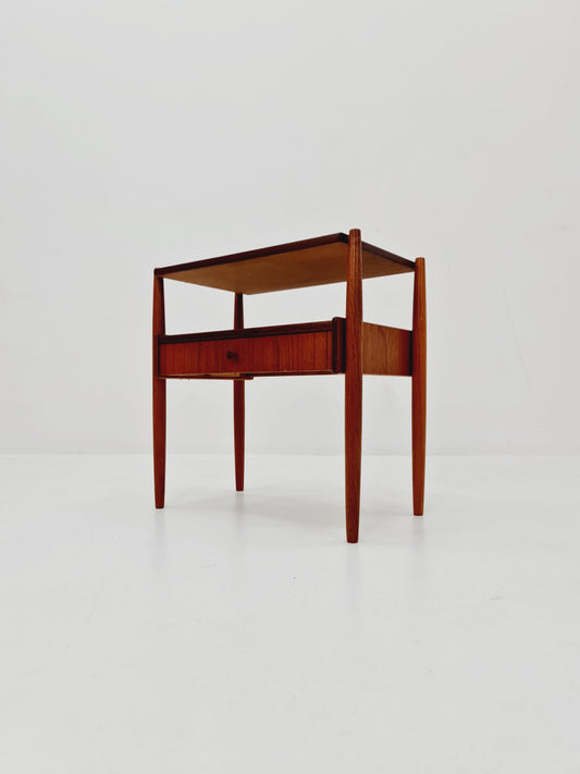 Danish Midcentury teak & brass side tables/ Bedside tables, 1960s