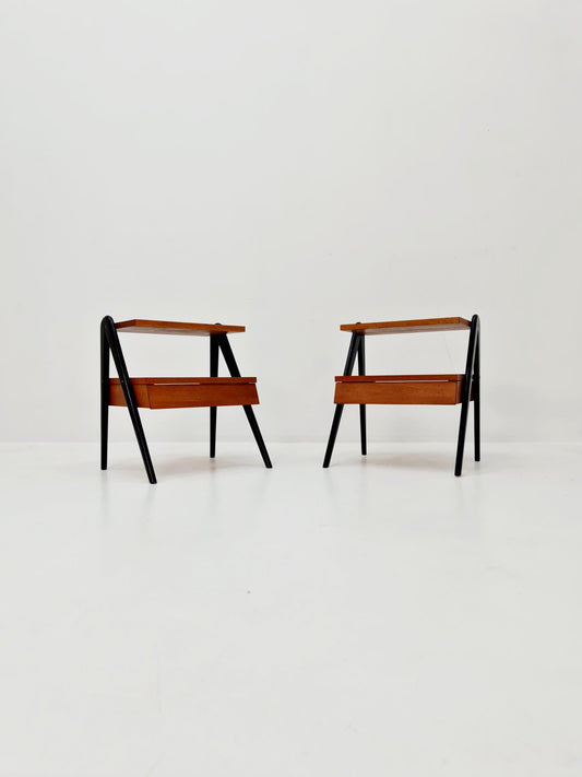 Pair of Danish teak vintage bedside tables/ Night stands, 1960s