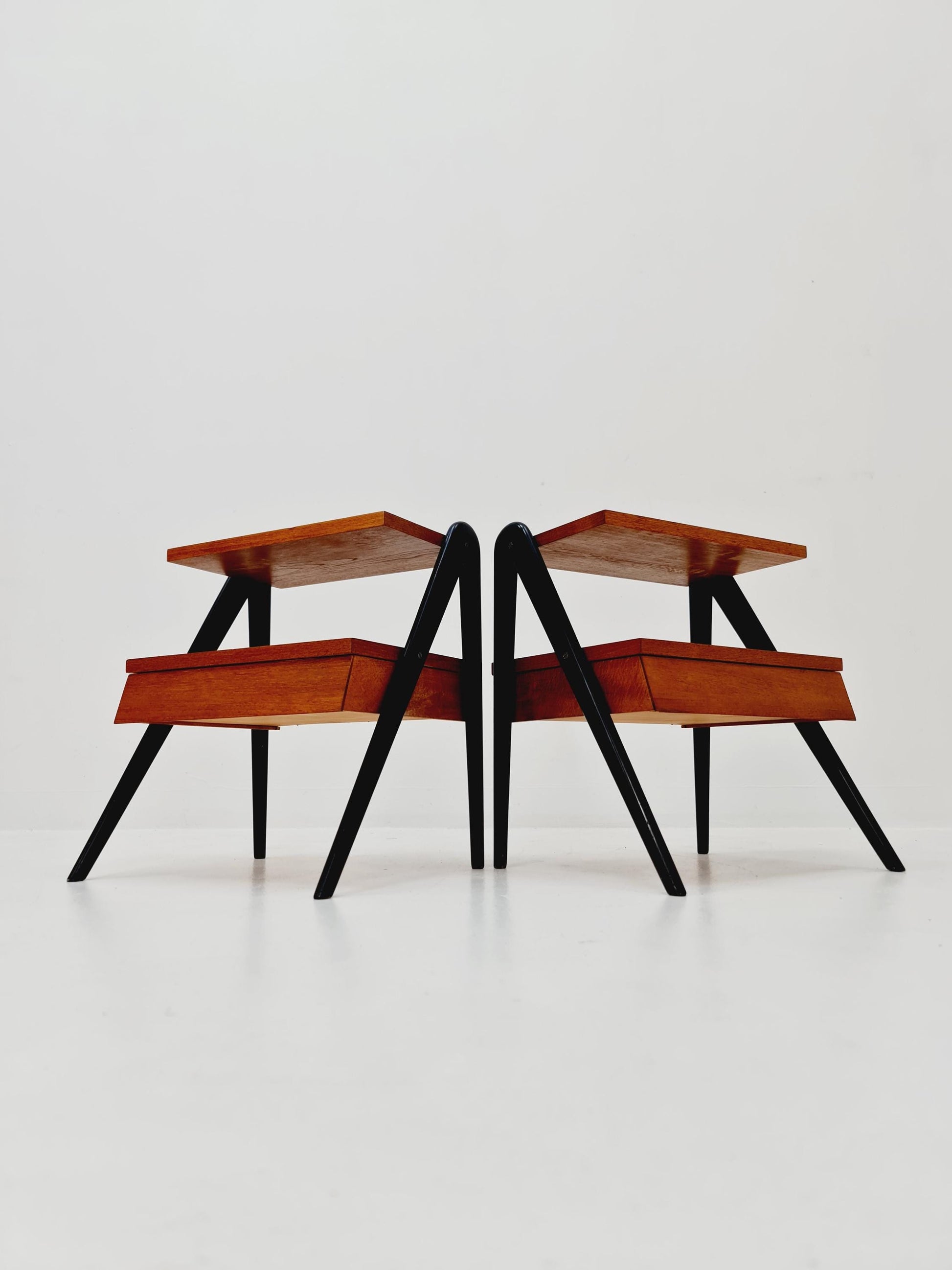 Pair of Danish teak vintage bedside tables/ Night stands, 1960s
