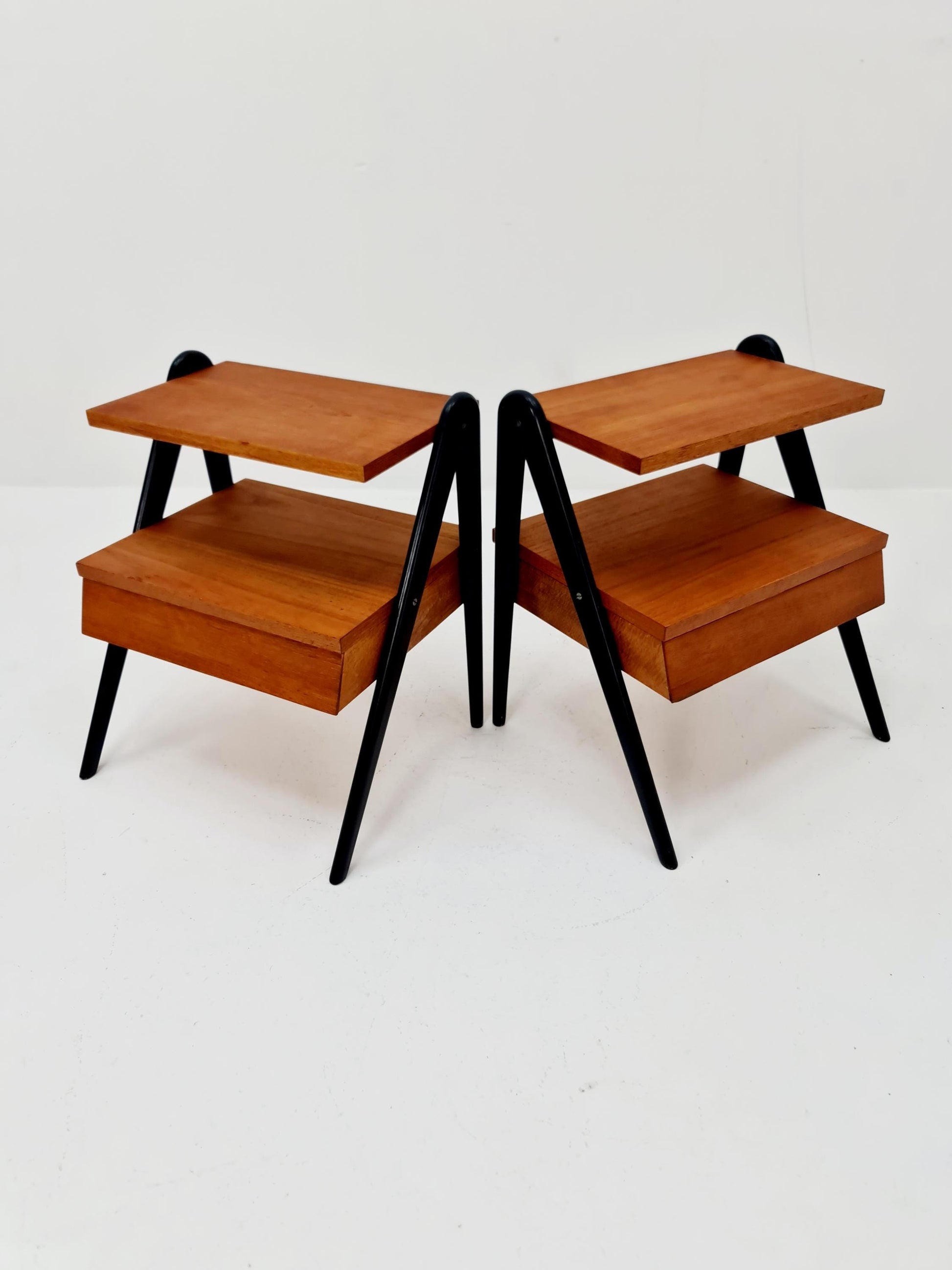 Pair of Danish teak vintage bedside tables/ Night stands, 1960s