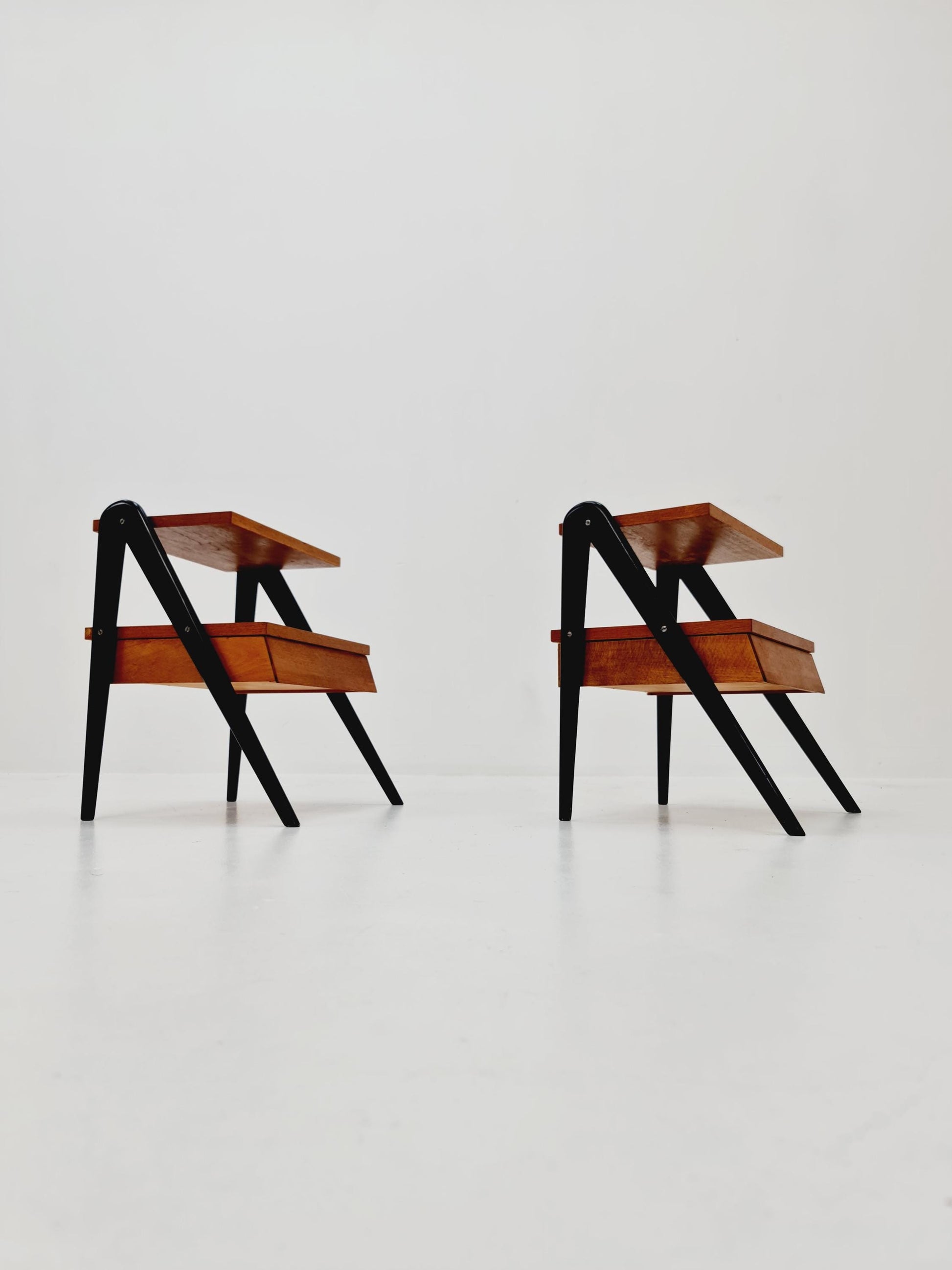 Pair of Danish teak vintage bedside tables/ Night stands, 1960s