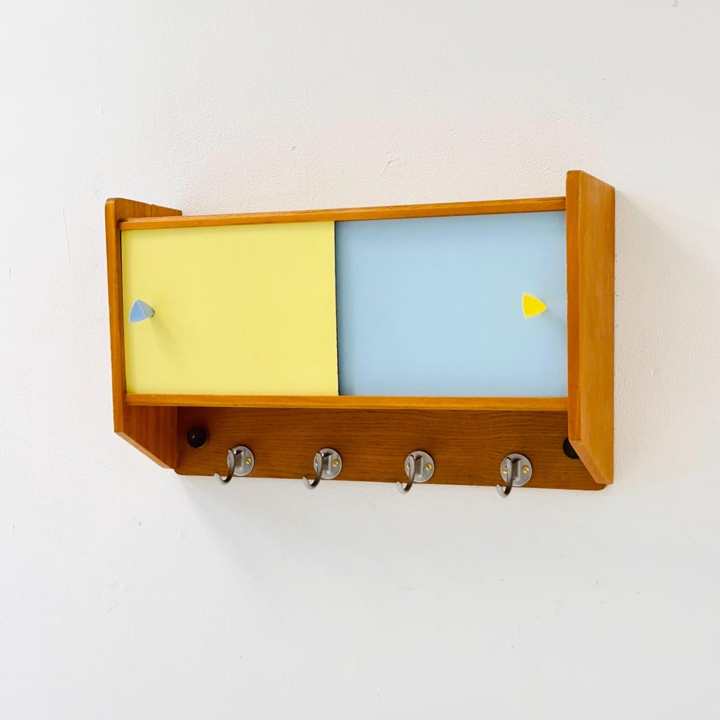 Vintage kitchen wooden wall cabinet colorful, medicine cabinet , 1960s Germany