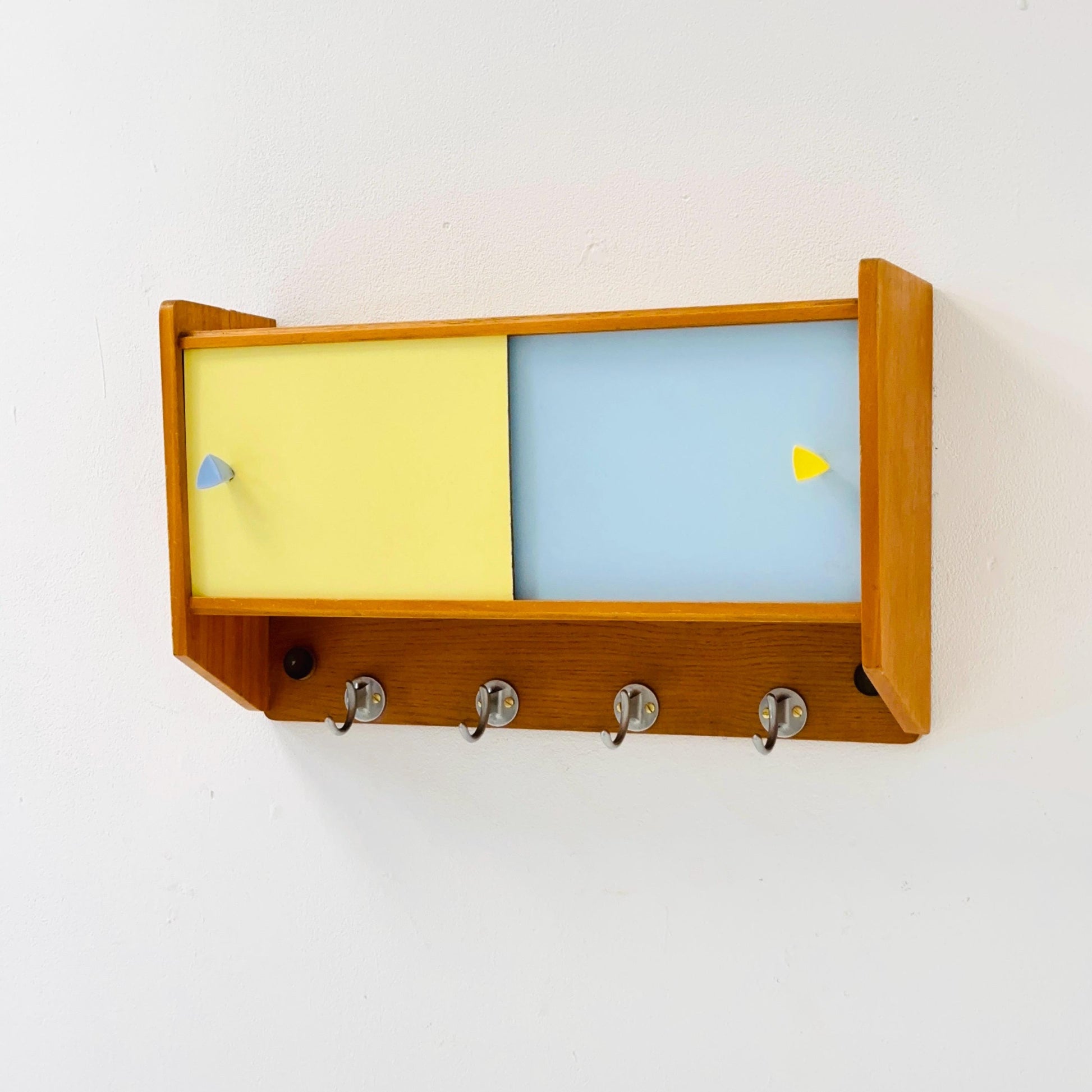 Vintage kitchen wooden wall cabinet colorful, medicine cabinet , 1960s Germany
