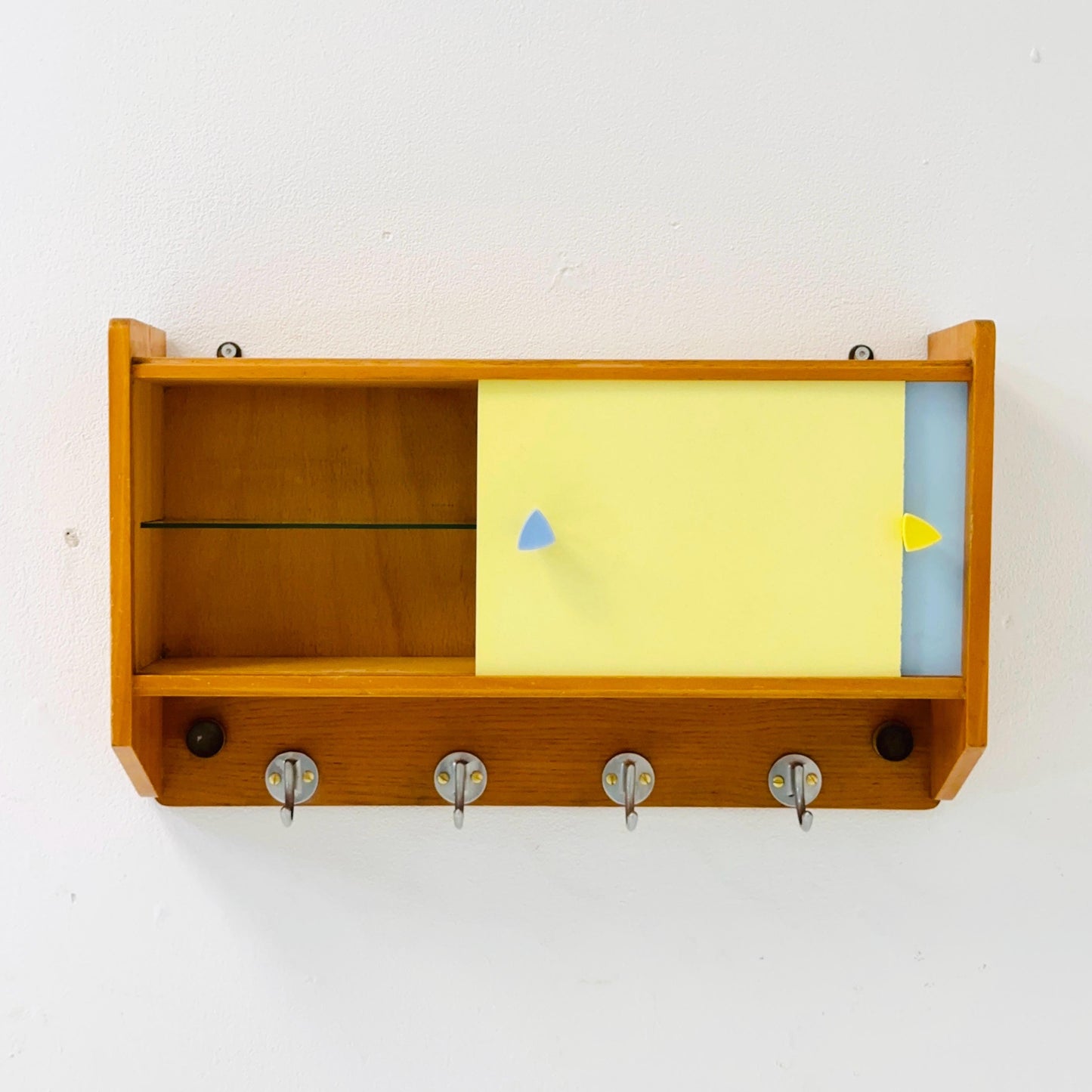 Vintage kitchen wooden wall cabinet colorful, medicine cabinet , 1960s Germany