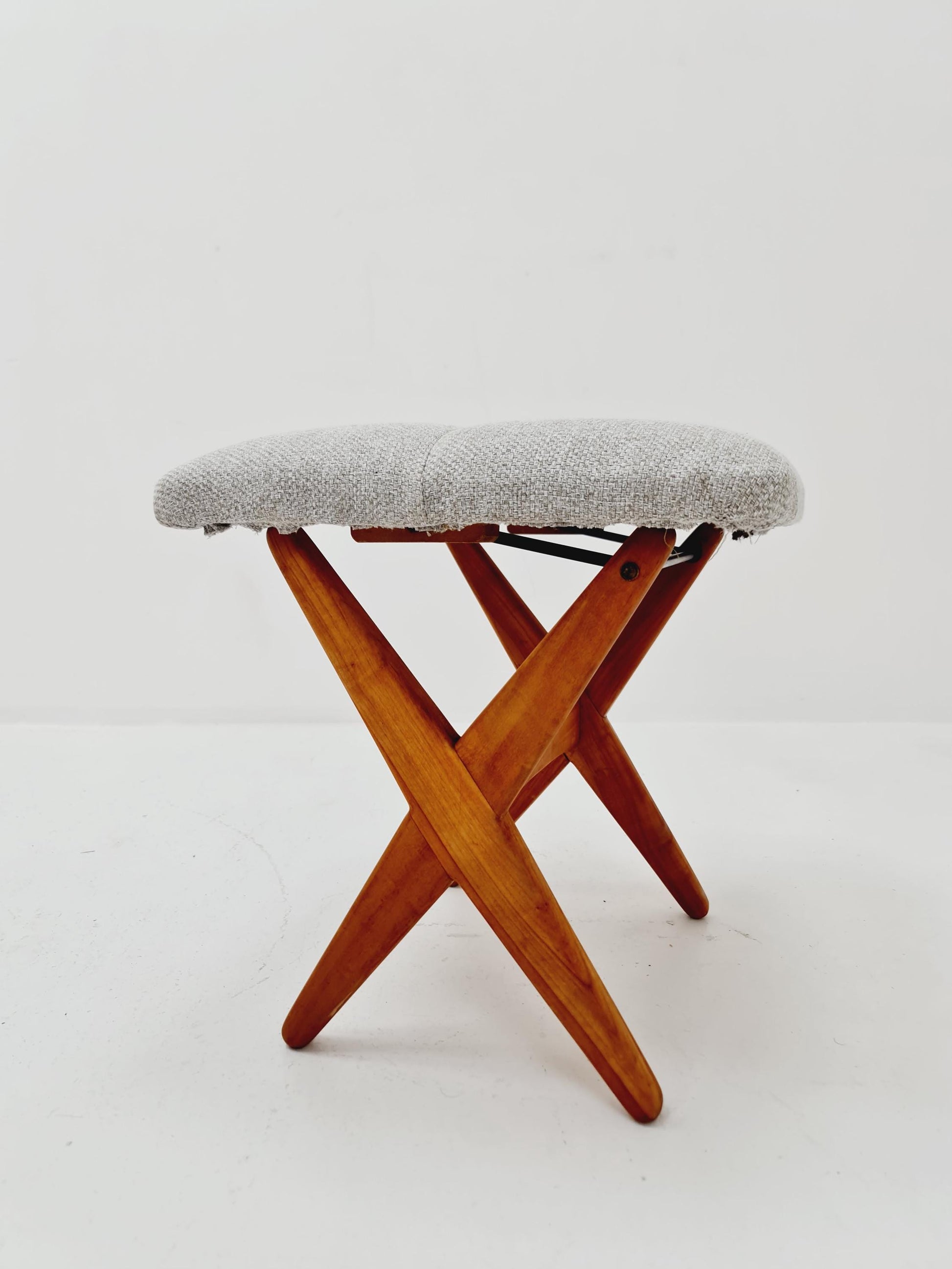 Mid Century Solid cherry wood lounge chair/ Easy chair by Rolf Rastad & Adolf Relling For Goldfeder with Adjustable Ottoman, 1960s