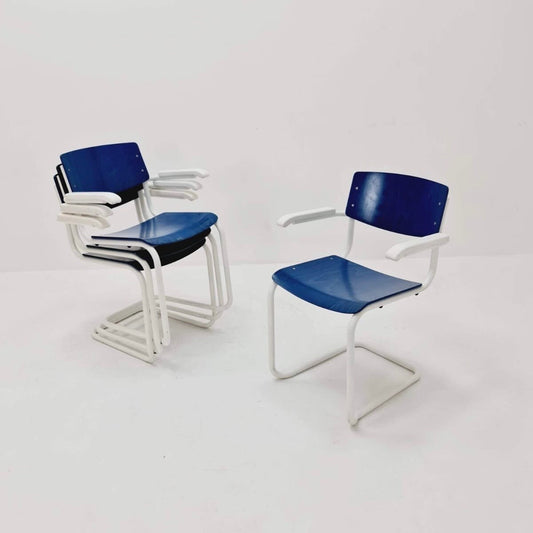 Set of 4 Mid century Bauhaus Thonet / S 43 F / cantilever chairs by Thonet Orginal Germany 1970S