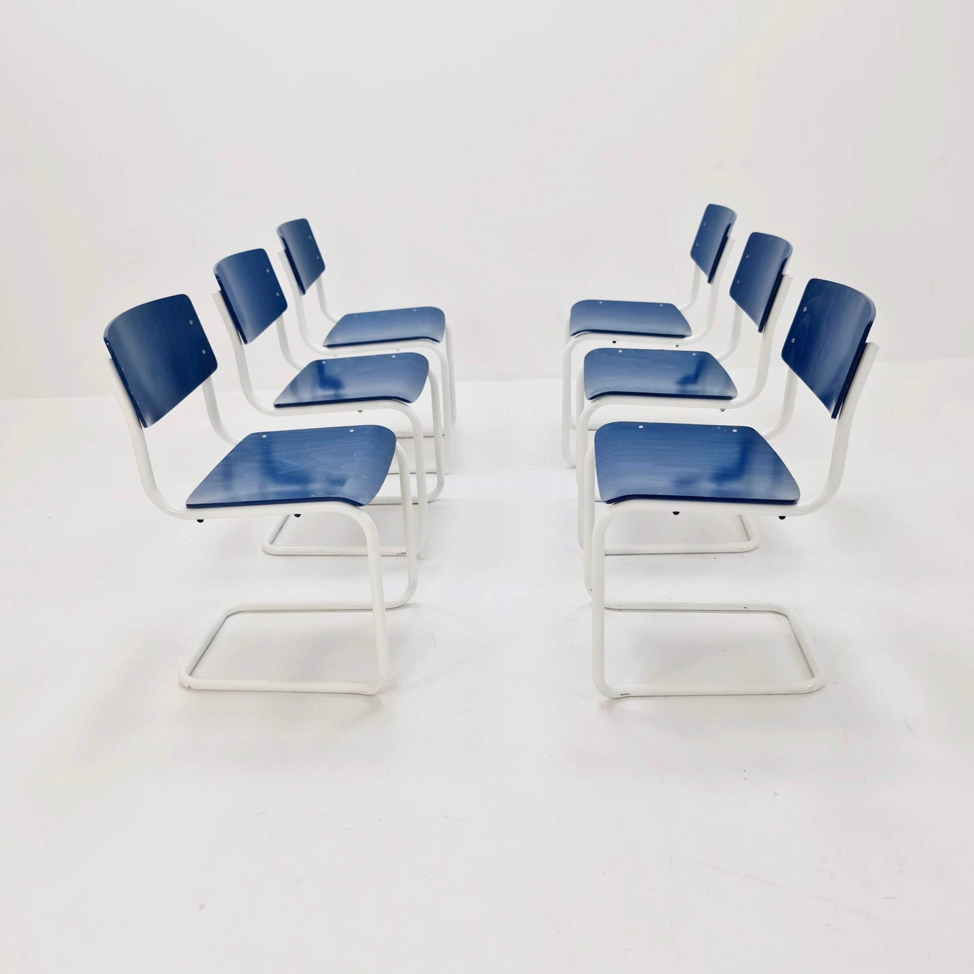 Set of 6 Mid century Bauhaus / S 43 cantilever chairs by Mart stam Thonet Orginal Germany 1970S