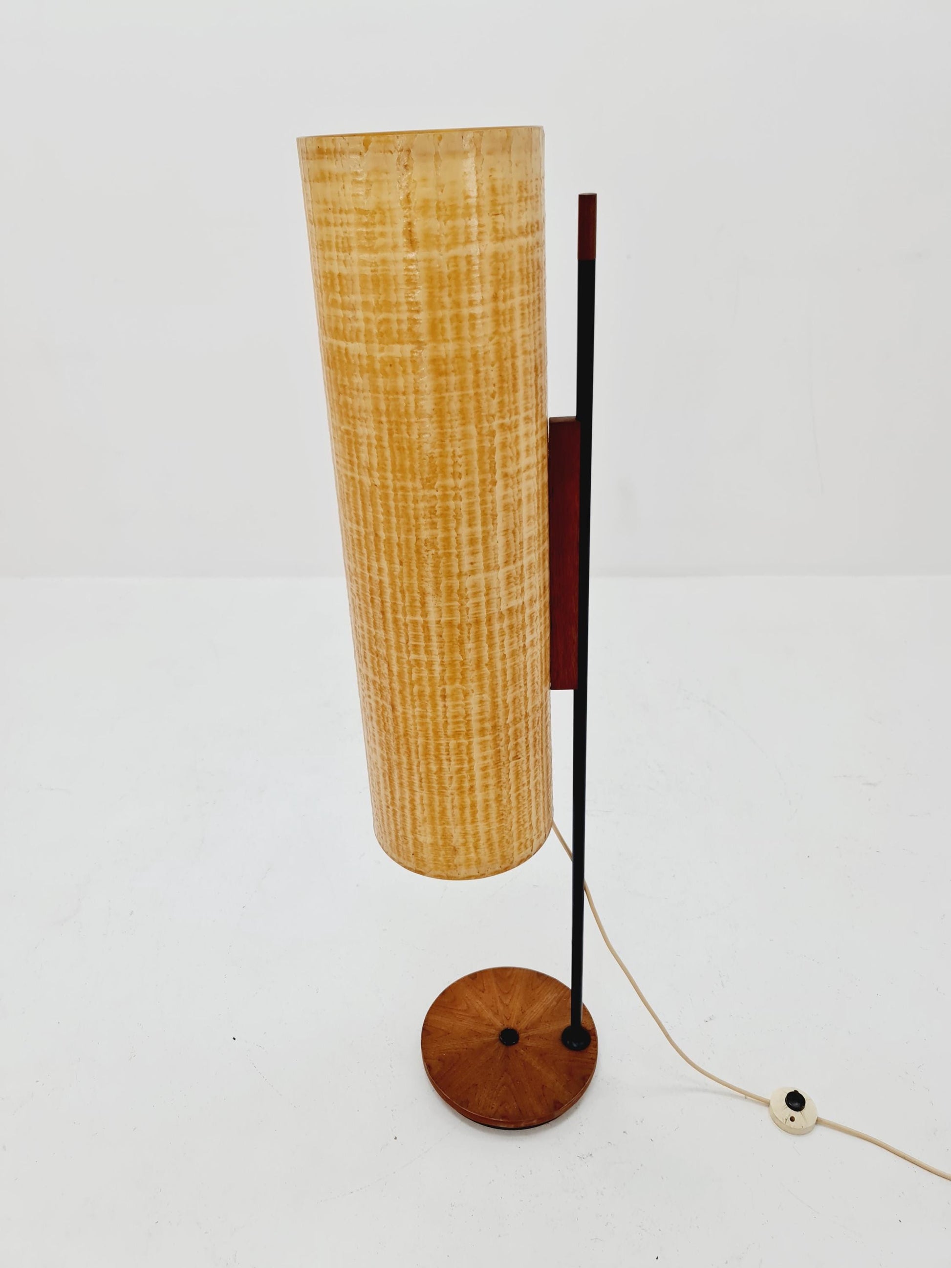 Rare Midcentury Danish floor lamp teak & fiberglass 1960s