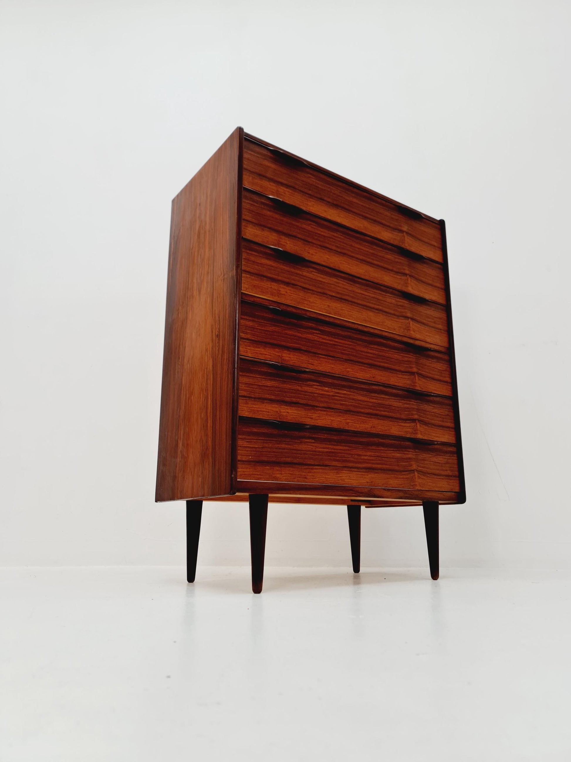 Midcentury Danish chest of drawers, 6 drawer dresser, cabinet By Fredericica, 1960s