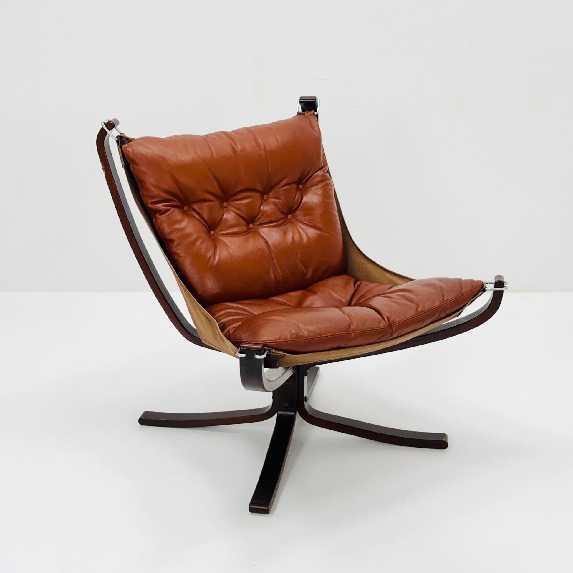 Mid century Falcon chairs and footstools by Sigurd Ressell for Vatne Møbler, 1970s, set of 3