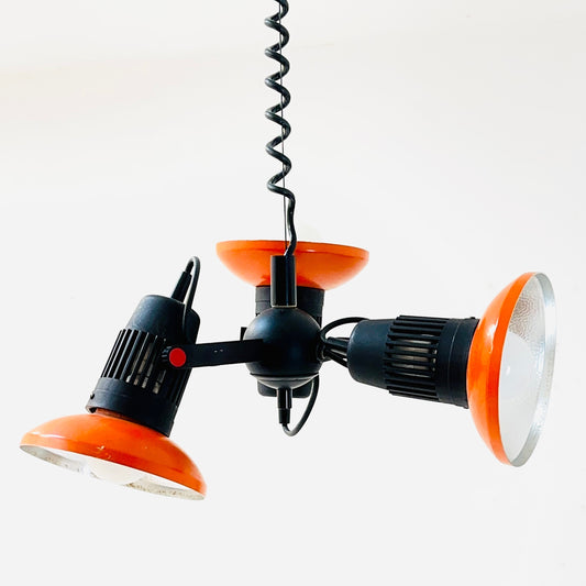Space age Atomic Orange Three Adjustable Spot pendant lamp 1970s Germany