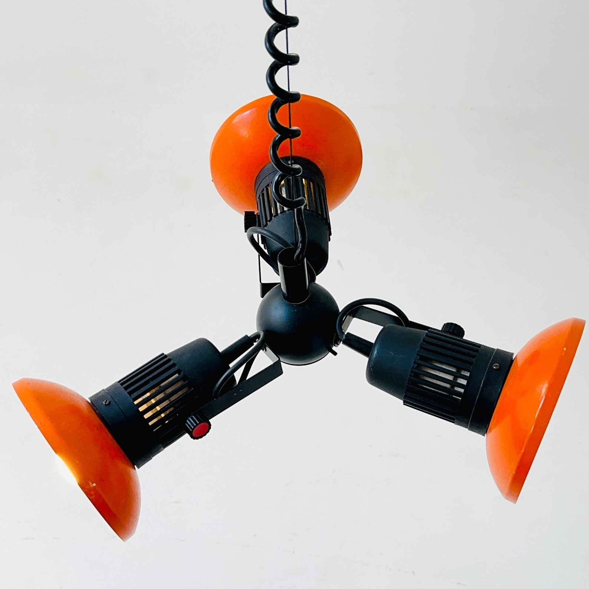 Space age Atomic Orange Three Adjustable Spot pendant lamp 1970s Germany