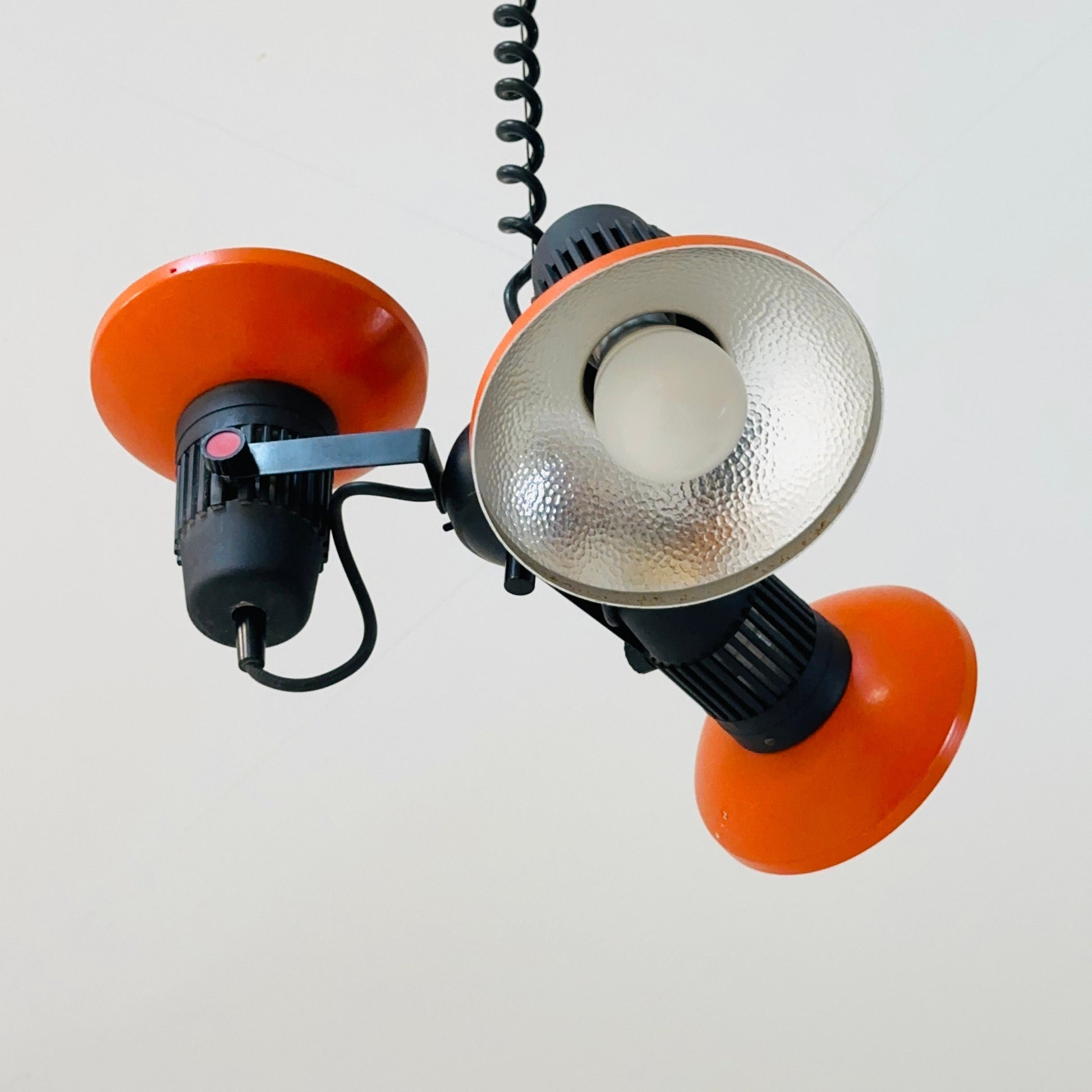 Space age Atomic Orange Three Adjustable Spot pendant lamp 1970s Germany