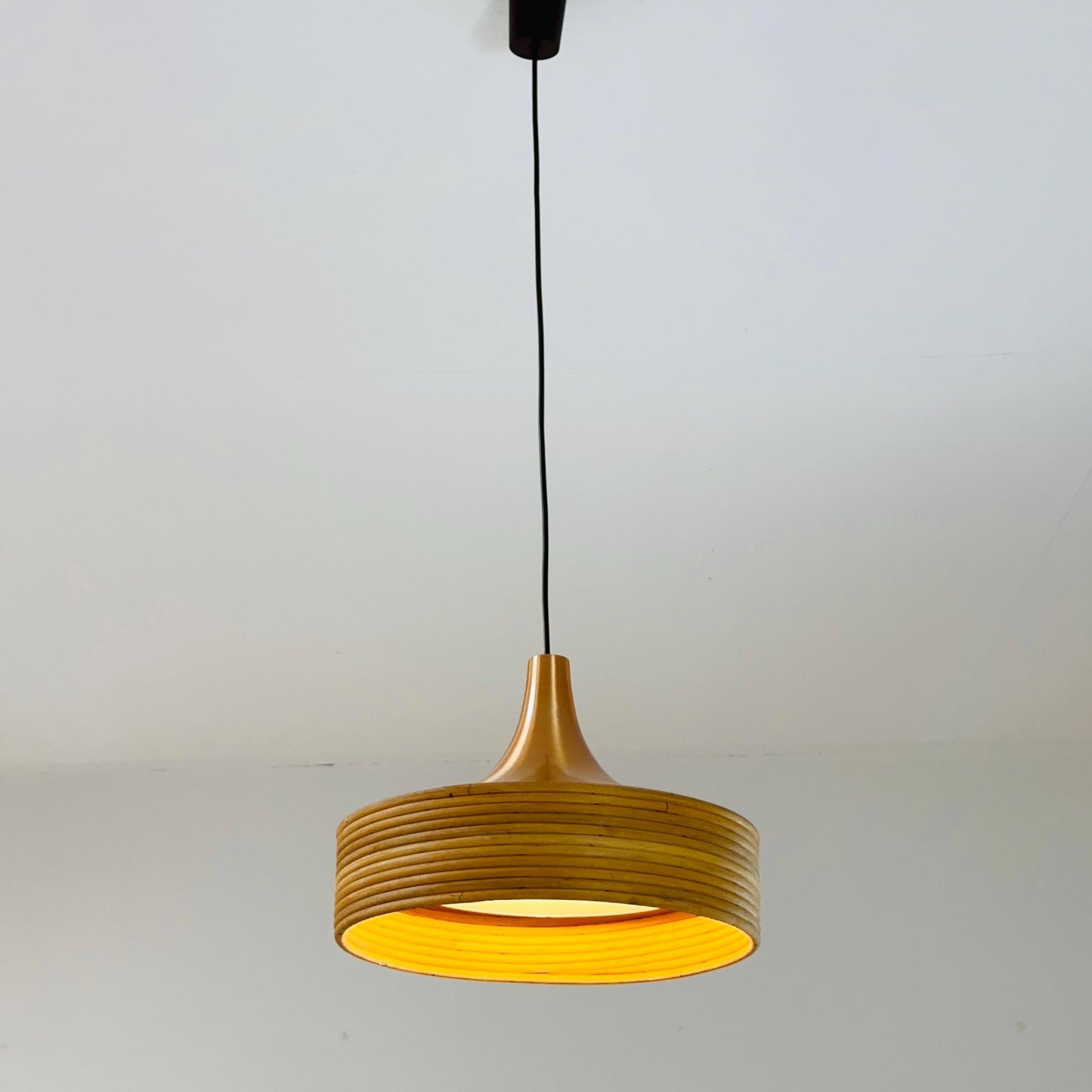 Mid century Bamboo rattan pendant lamp by Gabriella Grespi 1960s