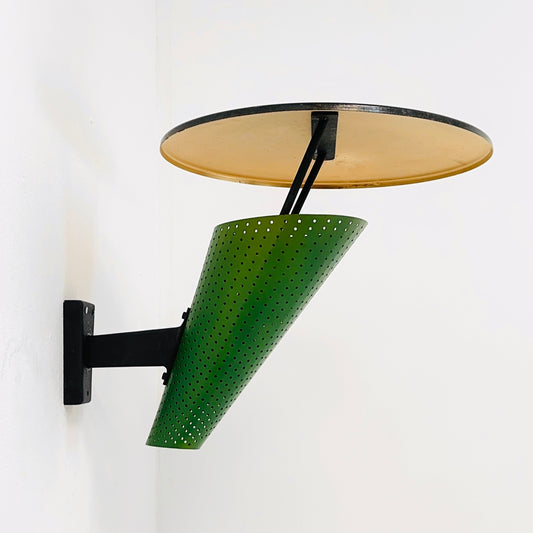 Mid century Metal & brass wall lamp by Jacques Biny, 1950s
