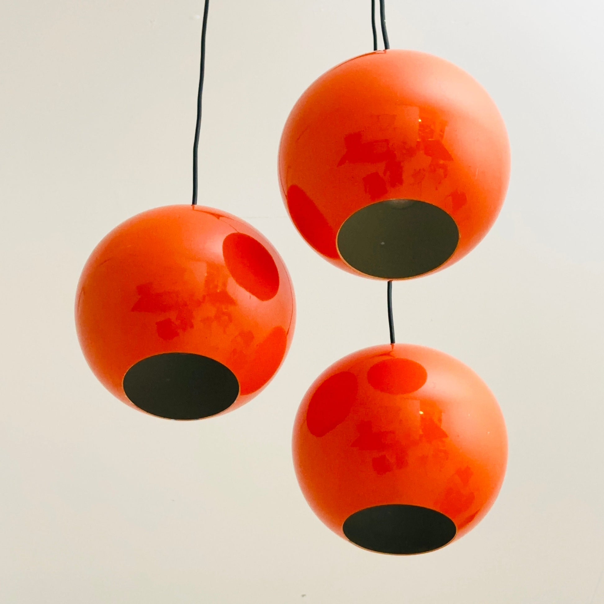 Space Age balls orange metal pendant lamp for Kaiser Germany , 1970e