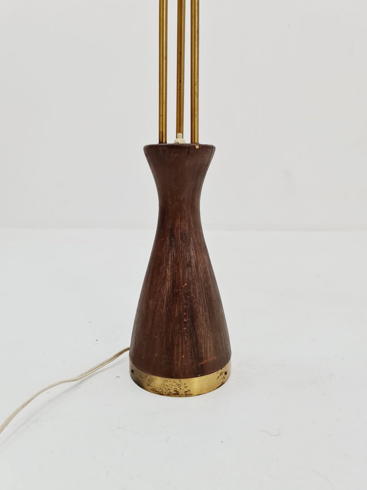 Super rare Mid Century Modern Swedish floor lamp ceramic, wood and brass by Sonja katzin for Asea, 1950s