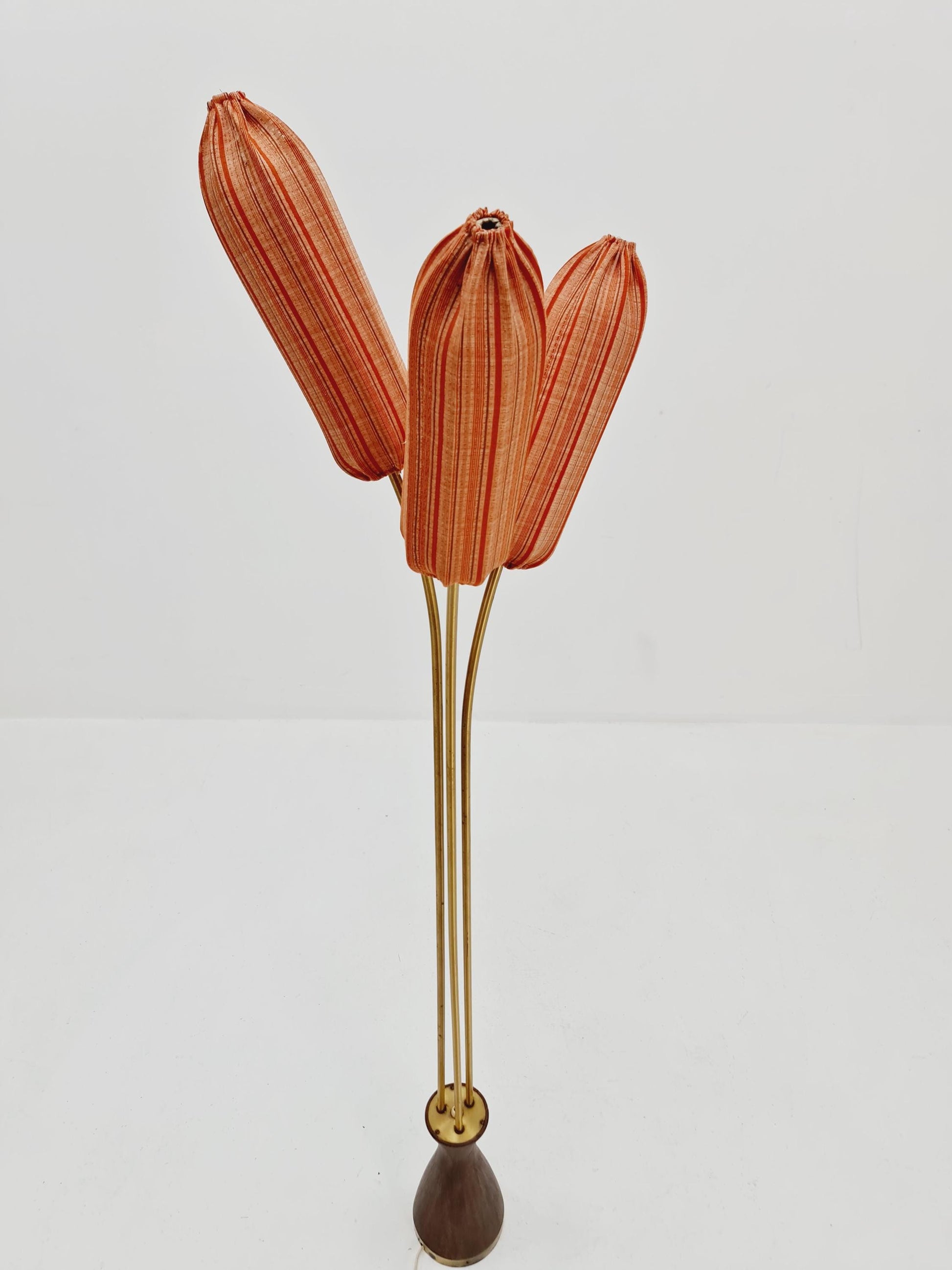 Super rare Mid Century Modern Swedish floor lamp ceramic, wood and brass by Sonja katzin for Asea, 1950s