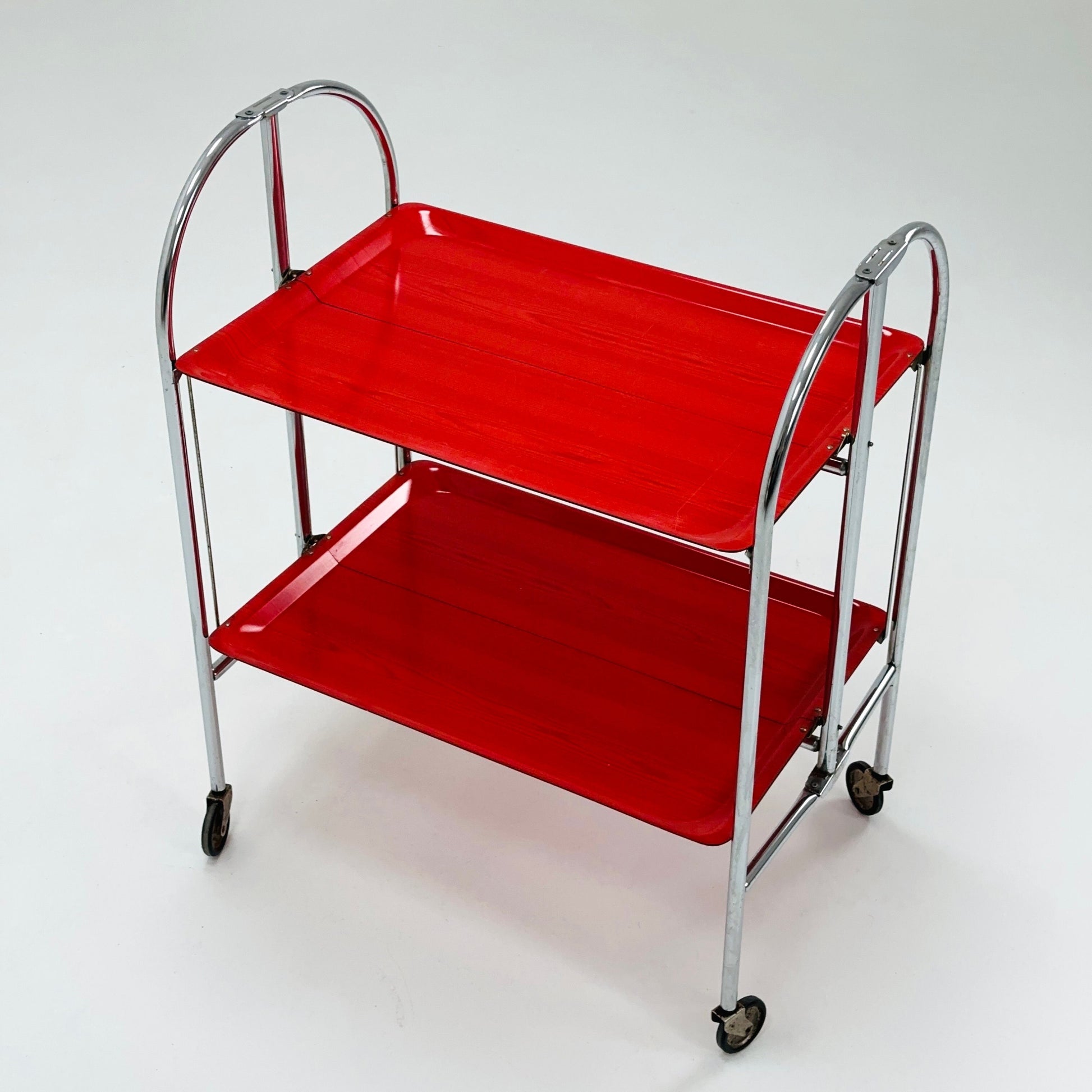 Mid century Folding red tea trolley /Serving trolley 1960-70s.