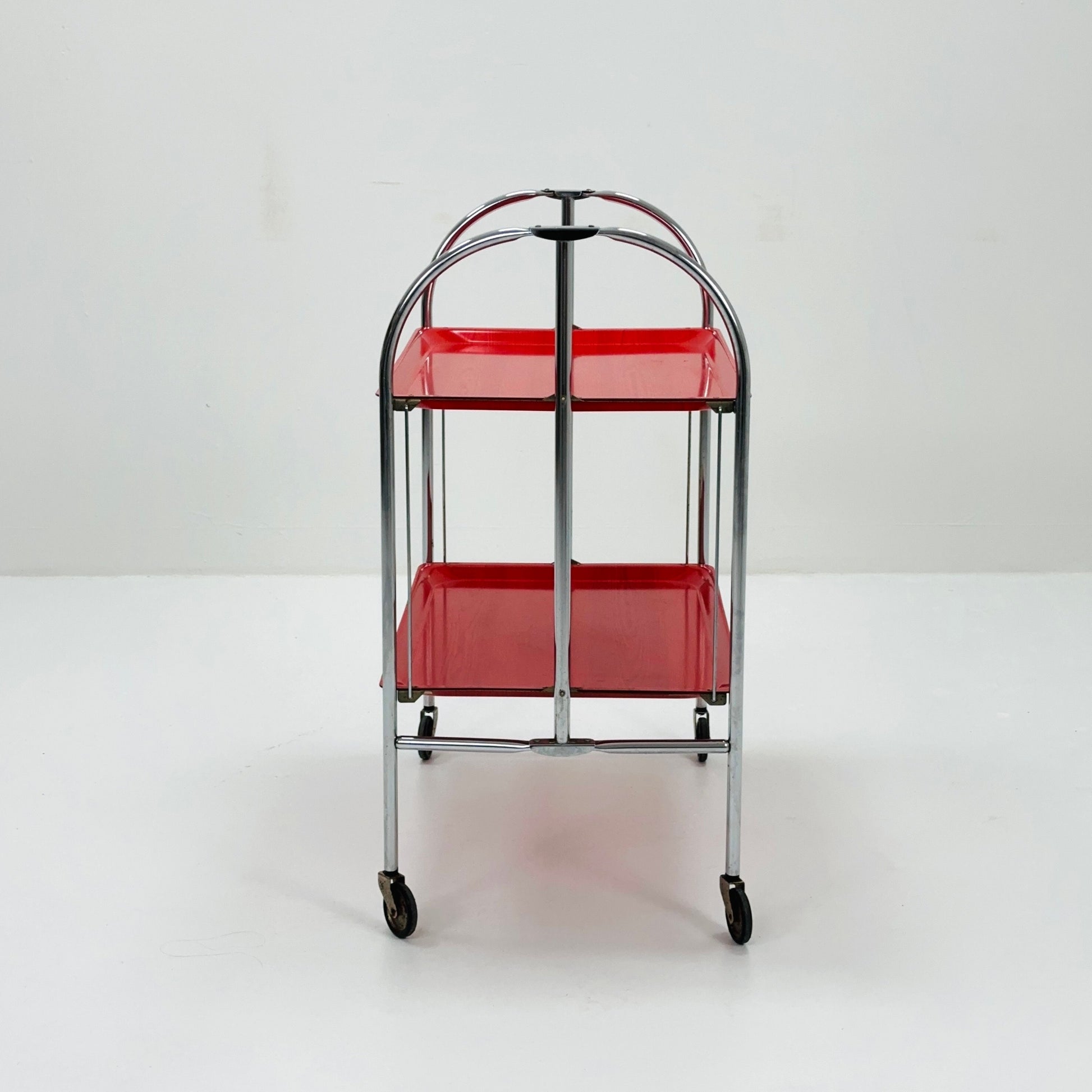Mid century Folding red tea trolley /Serving trolley 1960-70s.