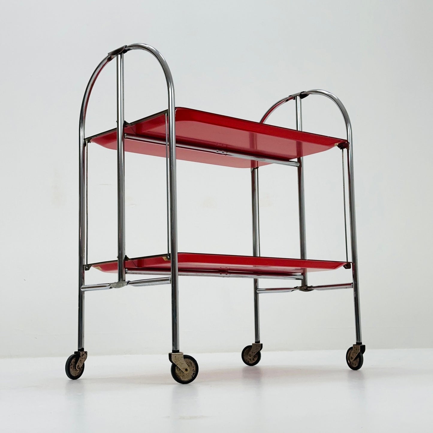 Mid century Folding red tea trolley /Serving trolley 1960-70s.