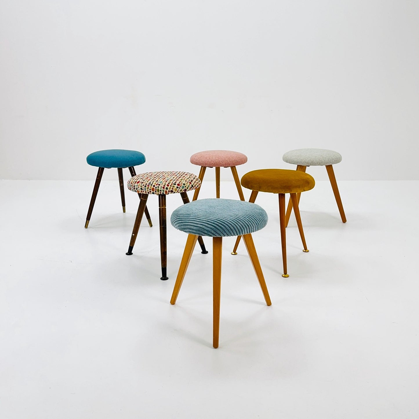 1 of 6 mid century modern stools German tripod vintage design 1960s