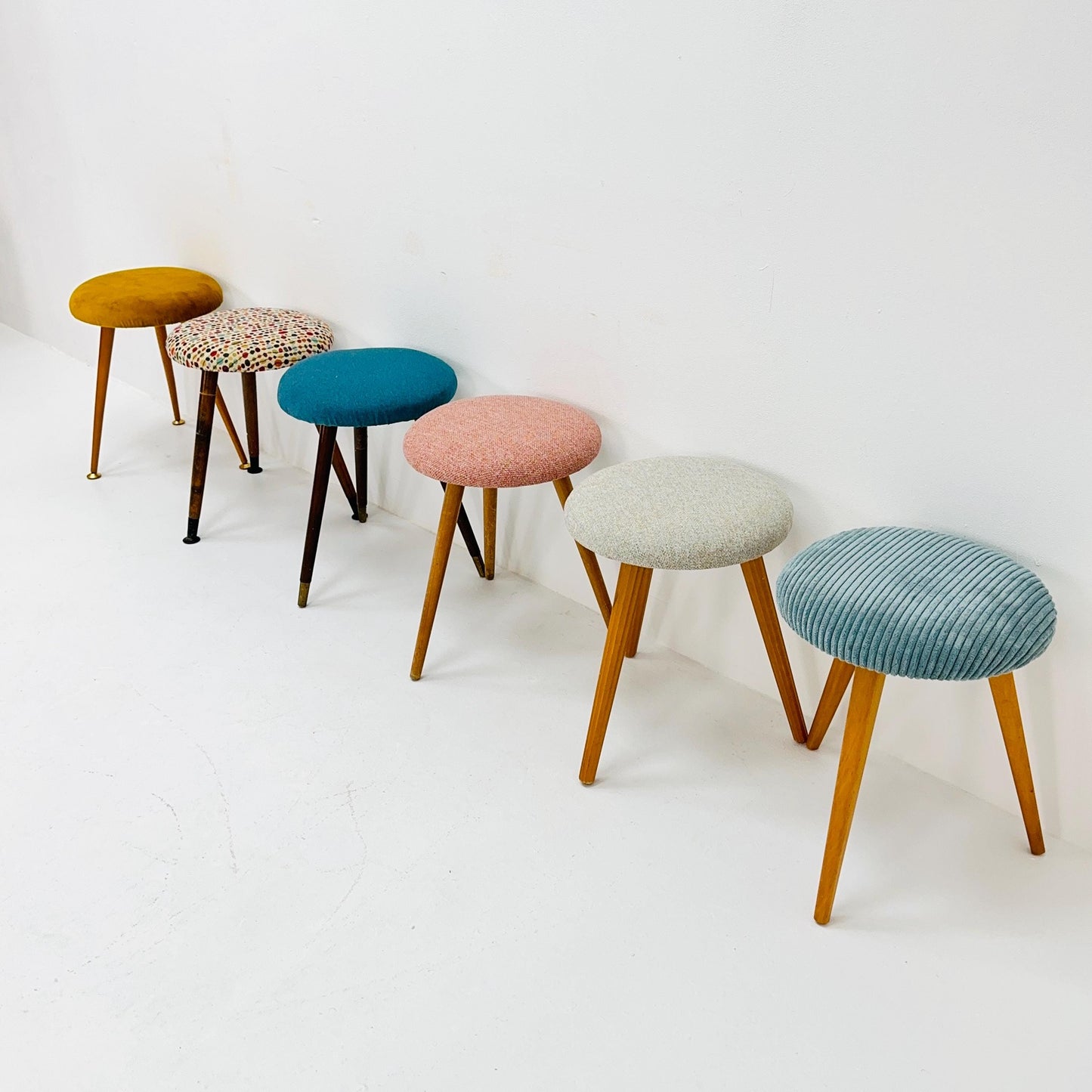 1 of 6 mid century modern stools German tripod vintage design 1960s