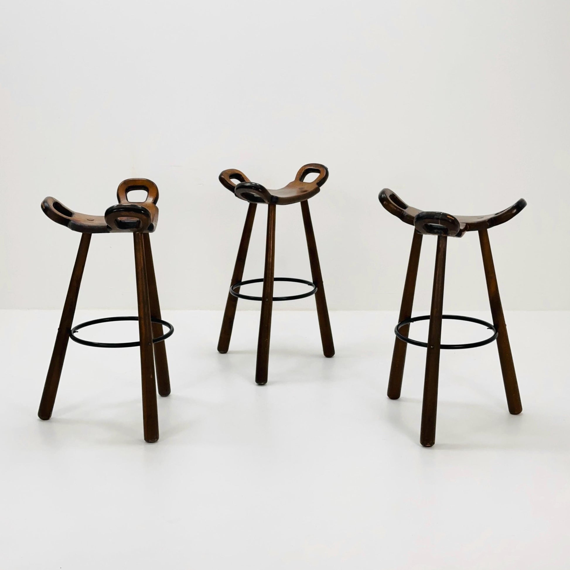 1 of 3 Mid-Century Brutalist Bar Stools, 1960s,