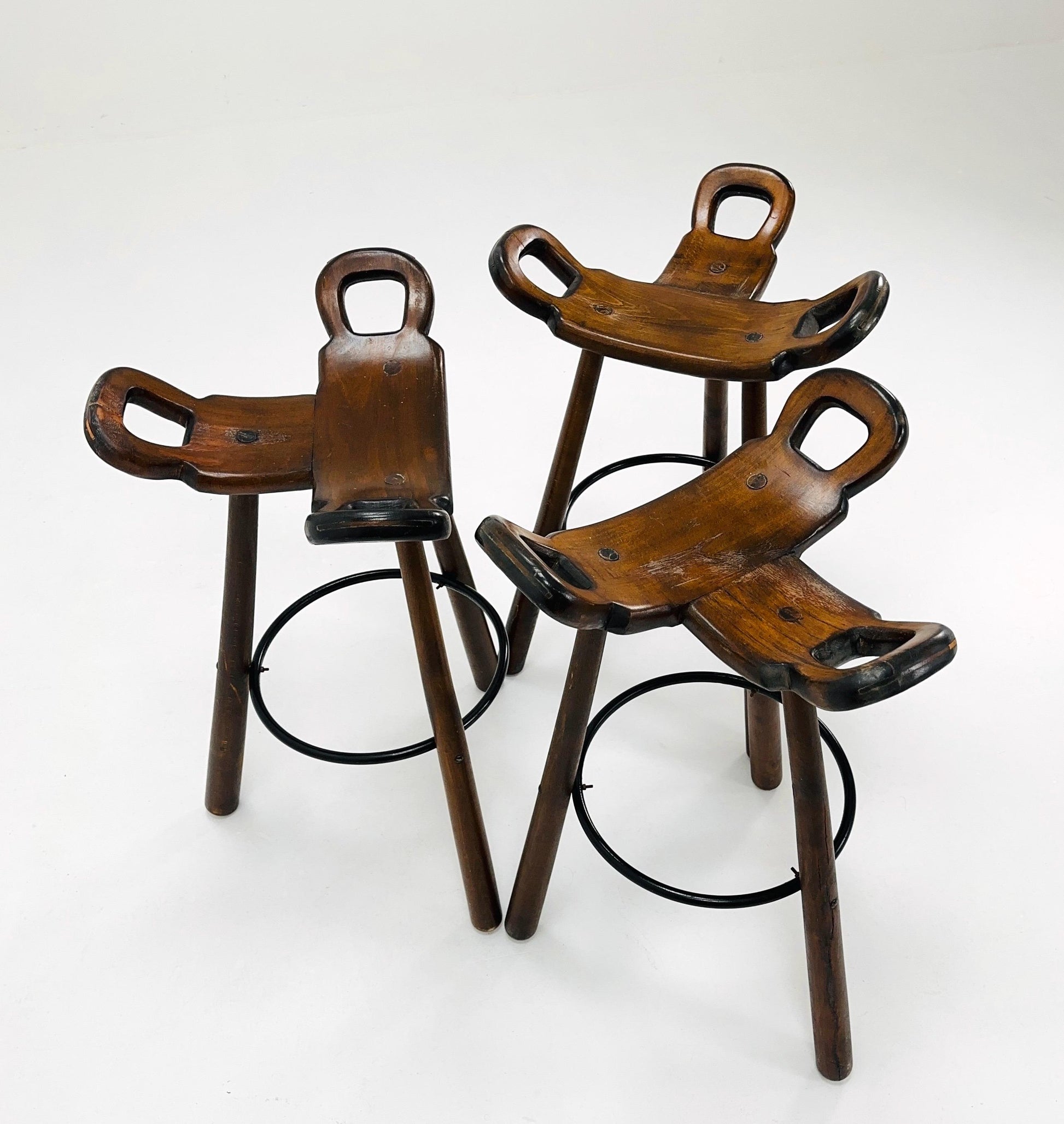 1 of 3 Mid-Century Brutalist Bar Stools, 1960s,