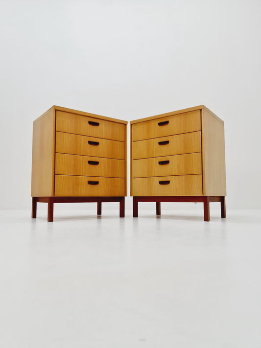 German Mid century Ash and Teak nightstands/ bedside tables BY WK Möbel , 1960s
