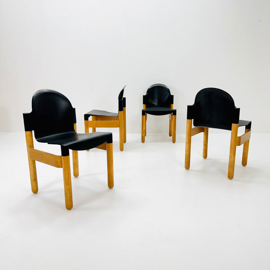 Set of 4 mid century dining chairs "Flex" by Gerd Lange for Thonet, 1970s West Germany