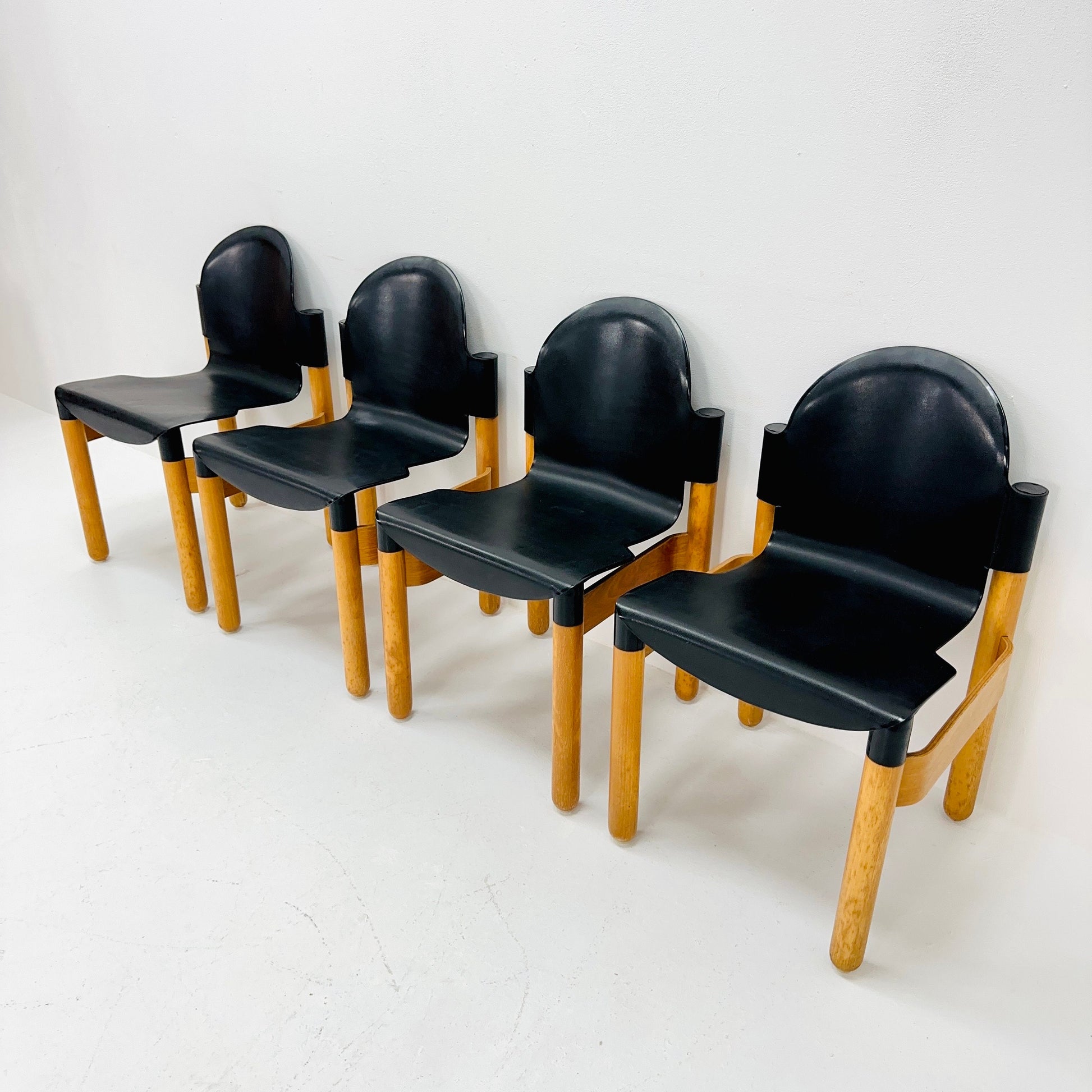Set of 4 mid century dining chairs "Flex" by Gerd Lange for Thonet, 1970s West Germany