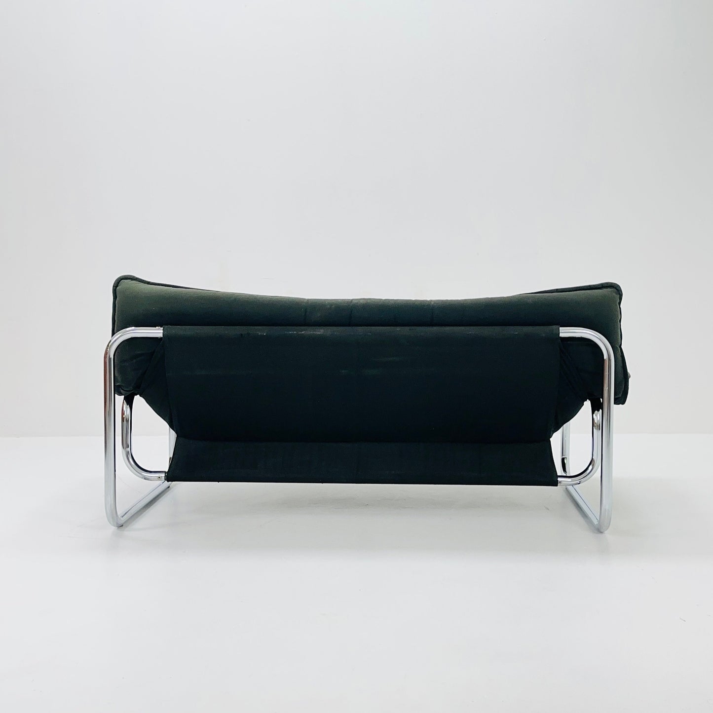 Mid century Black leather sofa by Johan Bertil Häggström for Ikea 1980s Sweden