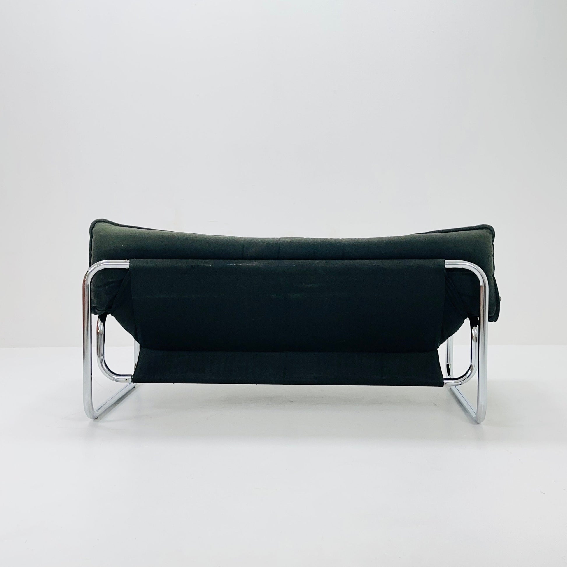 Mid century Black leather sofa by Johan Bertil Häggström for Ikea 1980s Sweden