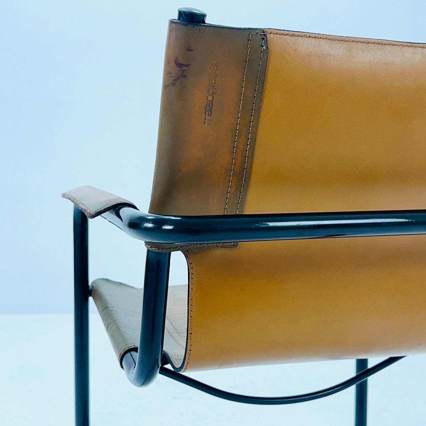 Mid century Bauhaus Visitor leather armchair for Mattei Grassi 1970s Italy