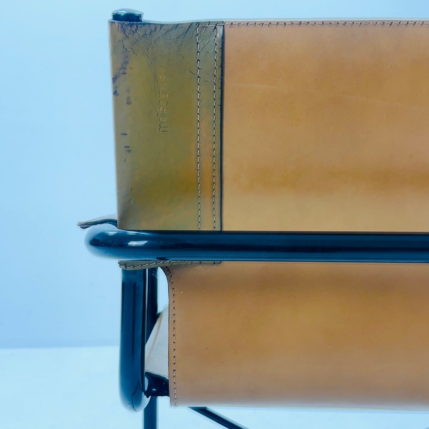 Mid century Bauhaus Visitor leather armchair for Mattei Grassi 1970s Italy