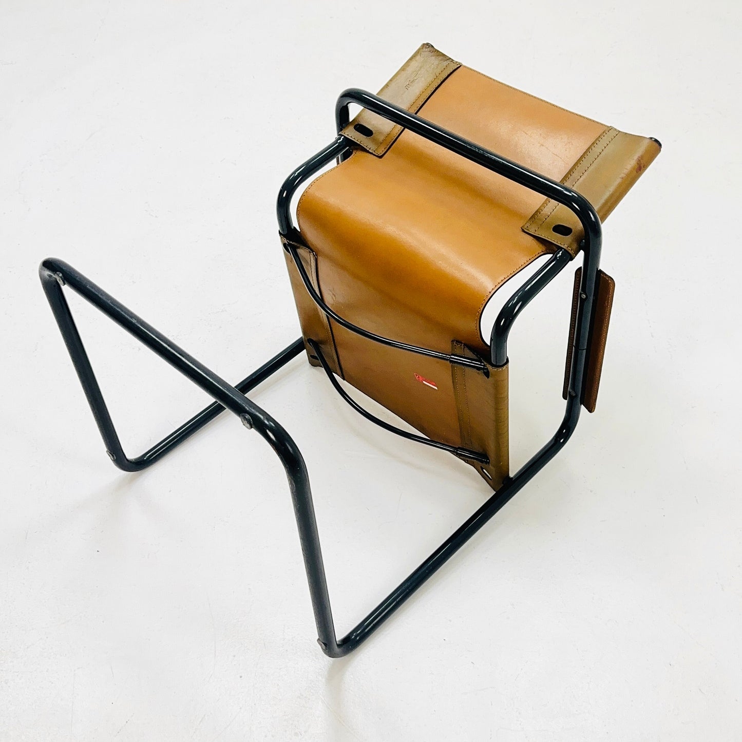 Mid century Bauhaus Visitor leather armchair for Mattei Grassi 1970s Italy