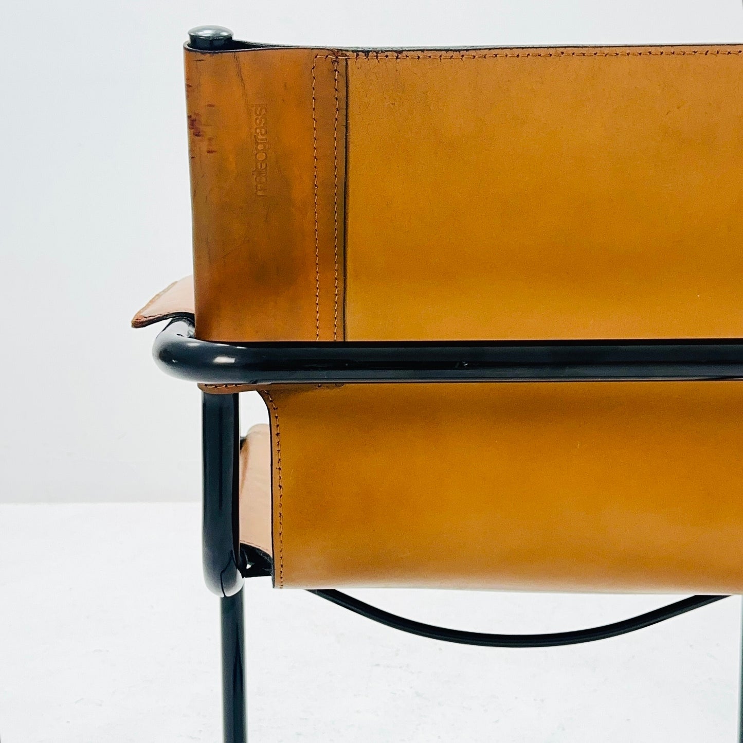 Mid century Bauhaus Visitor leather armchair for Mattei Grassi 1970s Italy