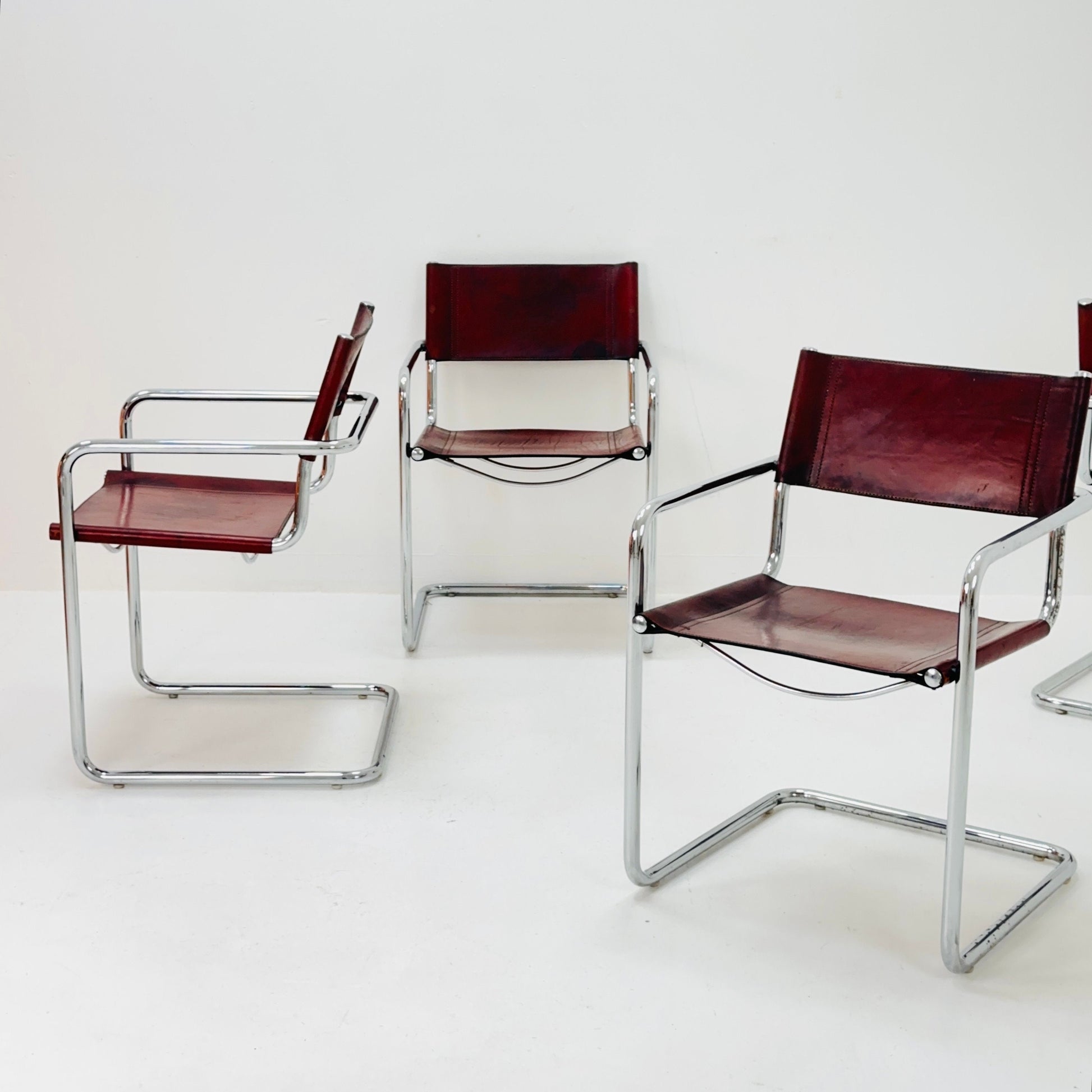 Set of 4 Bauhaus Mid century Model MG5 Centro Studi desk chair by Mart Stam & Marcel Breuer for Matteo Grassi, 1970s