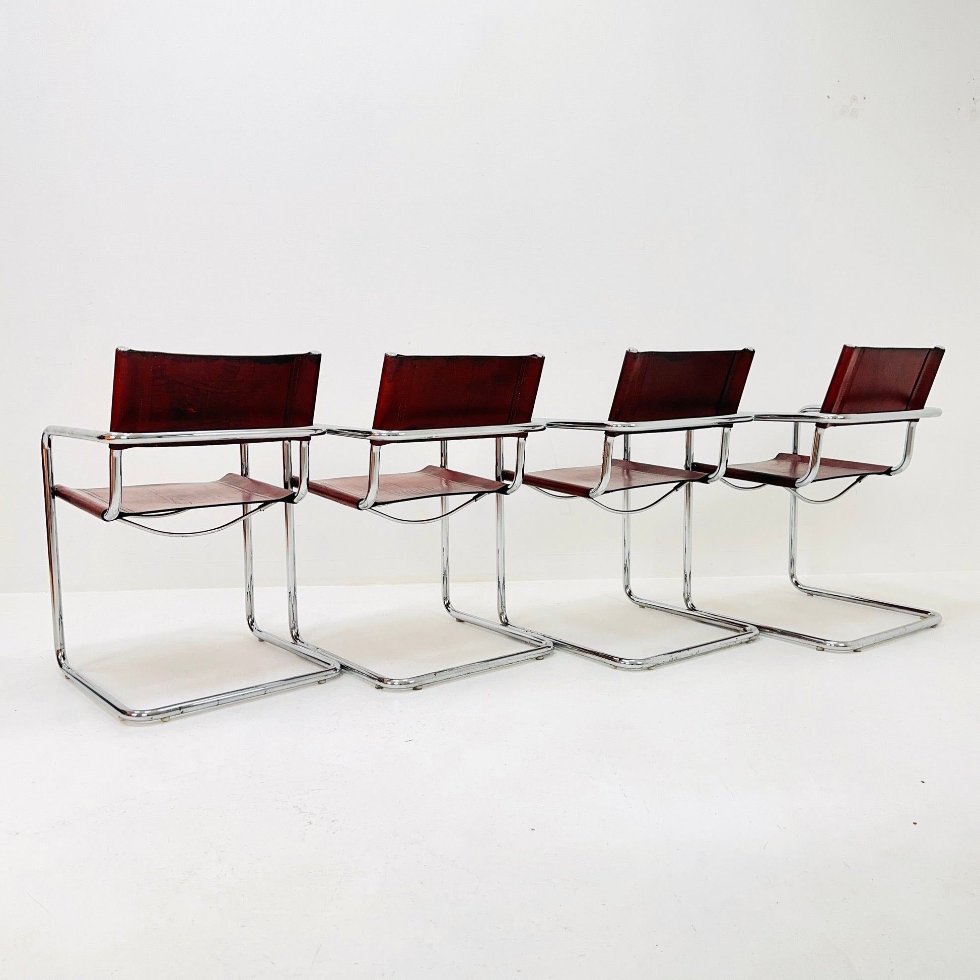 Set of 4 Bauhaus Mid century Model MG5 Centro Studi desk chair by Mart Stam & Marcel Breuer for Matteo Grassi, 1970s