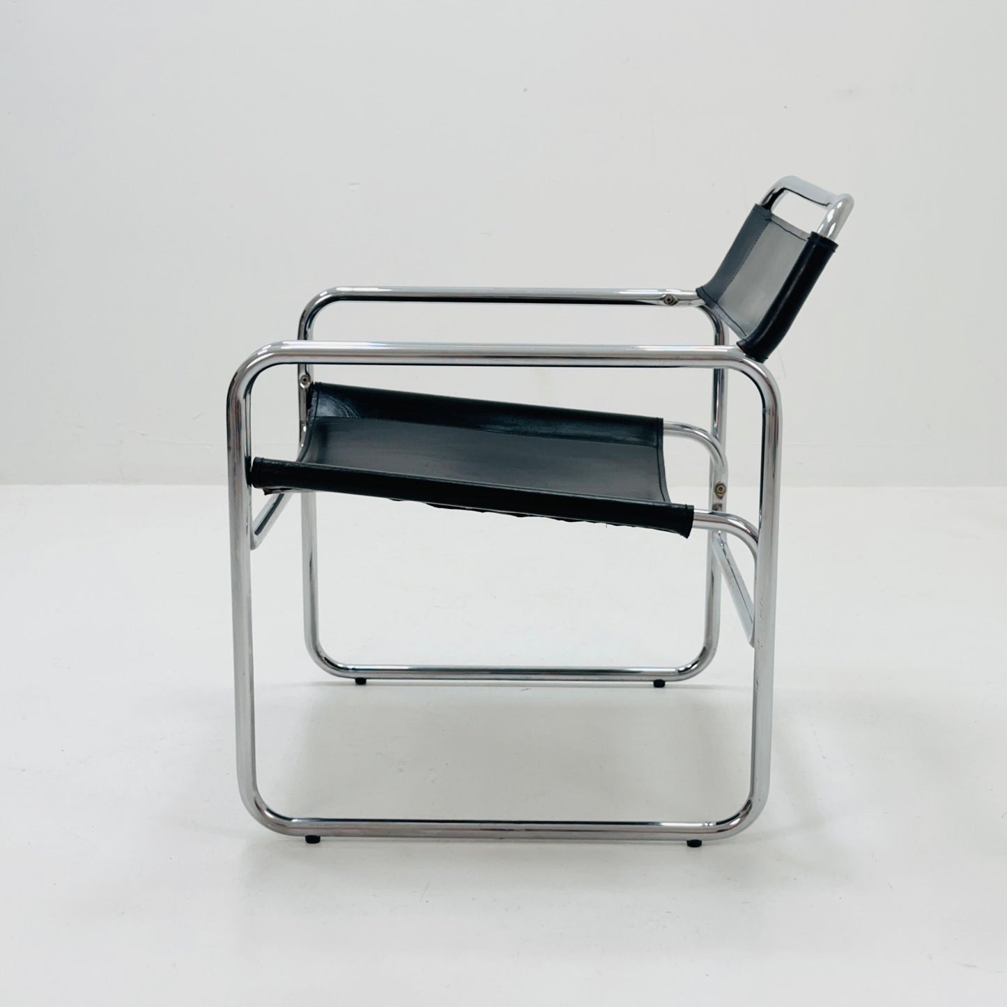 Mid century Bauhaus Jox Interni leather and tubular steel armchair 1970s Italy