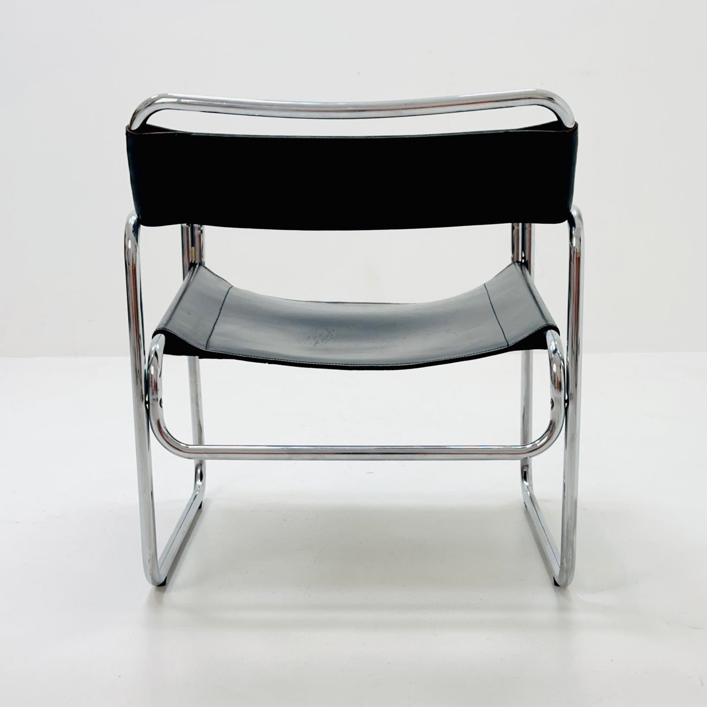 Mid century Bauhaus Jox Interni leather and tubular steel armchair 1970s Italy