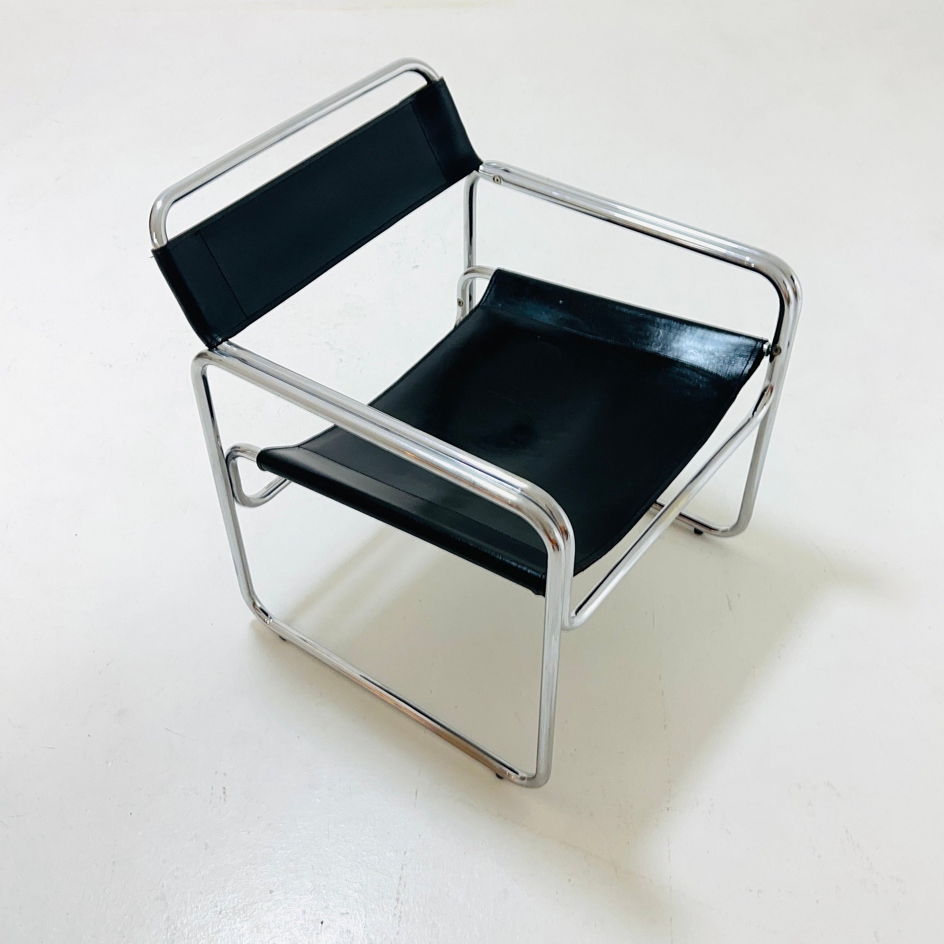 Mid century Bauhaus Jox Interni leather and tubular steel armchair 1970s Italy