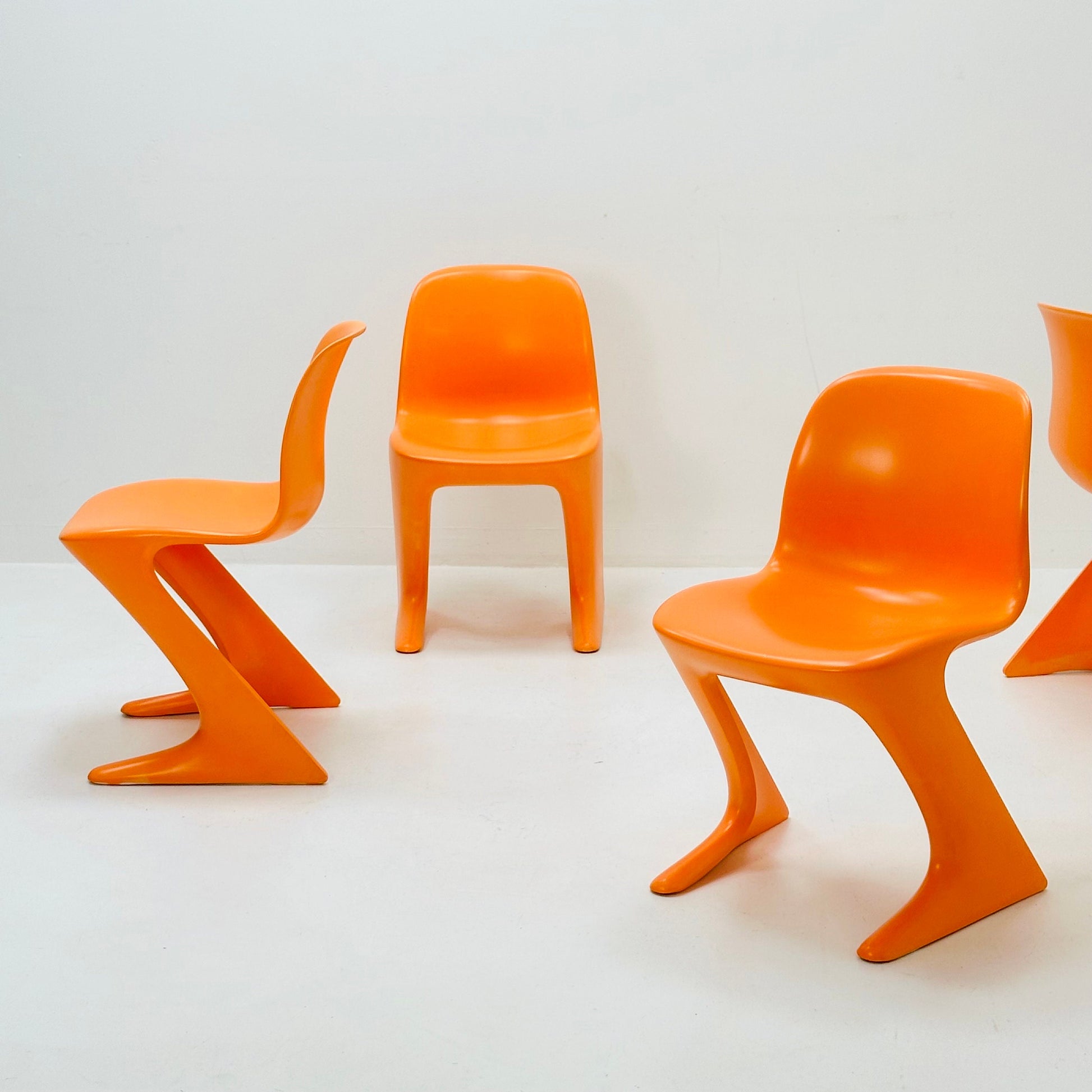 Set of 4 space age Orange “Kangaroo” chairs by Ernst Moeckl Germany 1960s