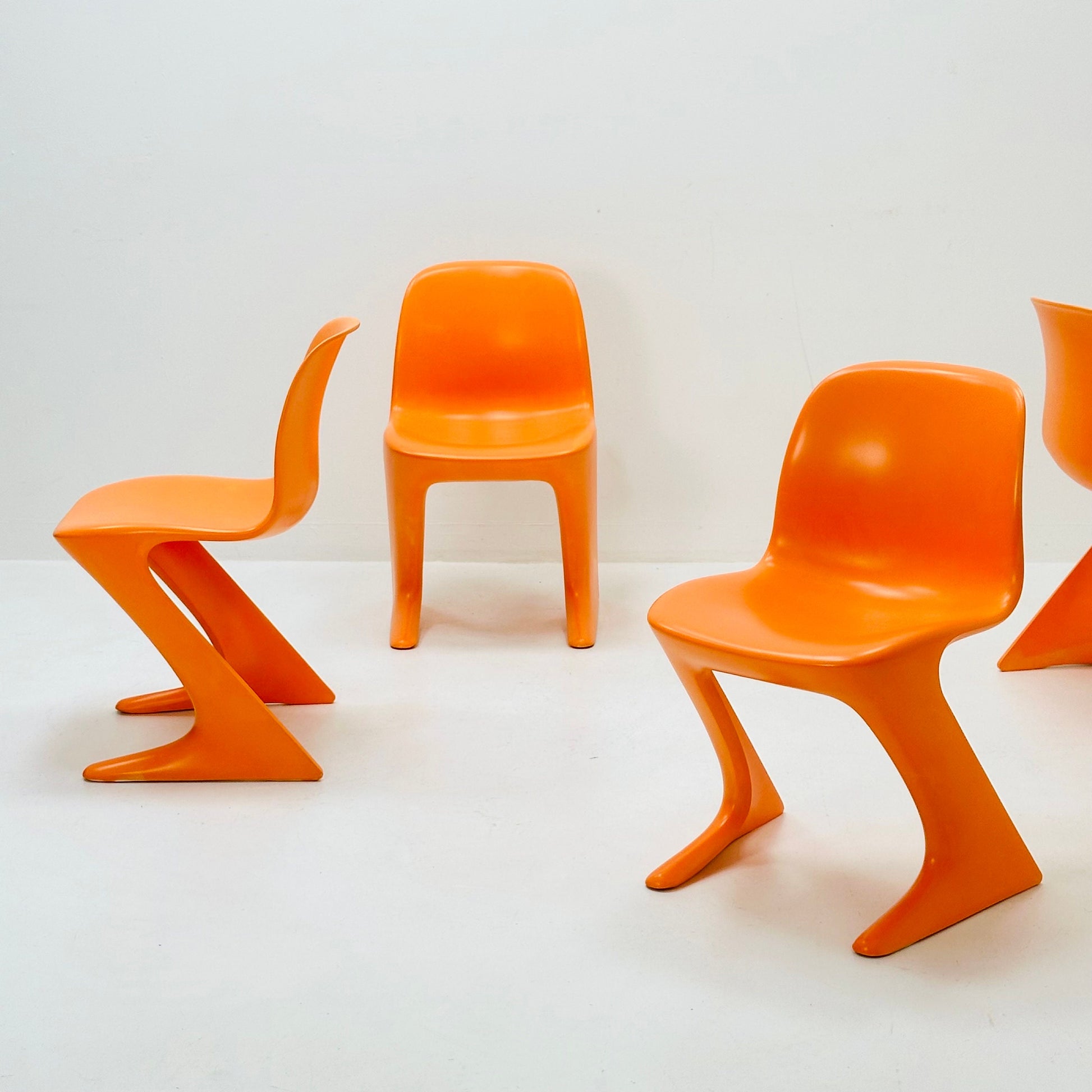 Set of 4 space age Orange “Kangaroo” chairs by Ernst Moeckl Germany 1960s