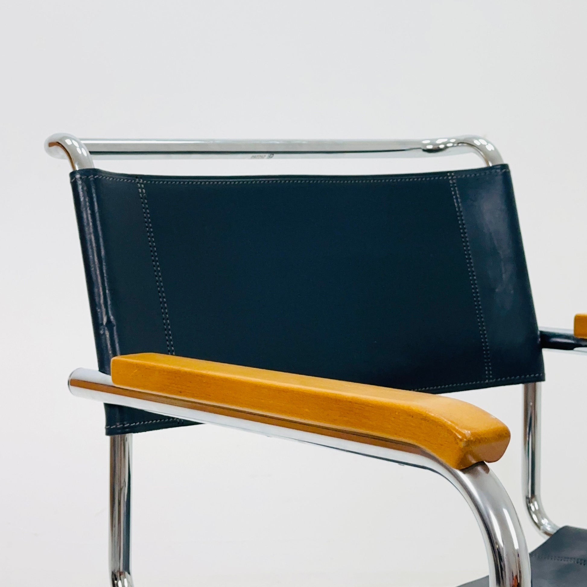 1 of 24 Bauhaus S34 black leather iconic armchair by mart Stam for Thonet 1980s