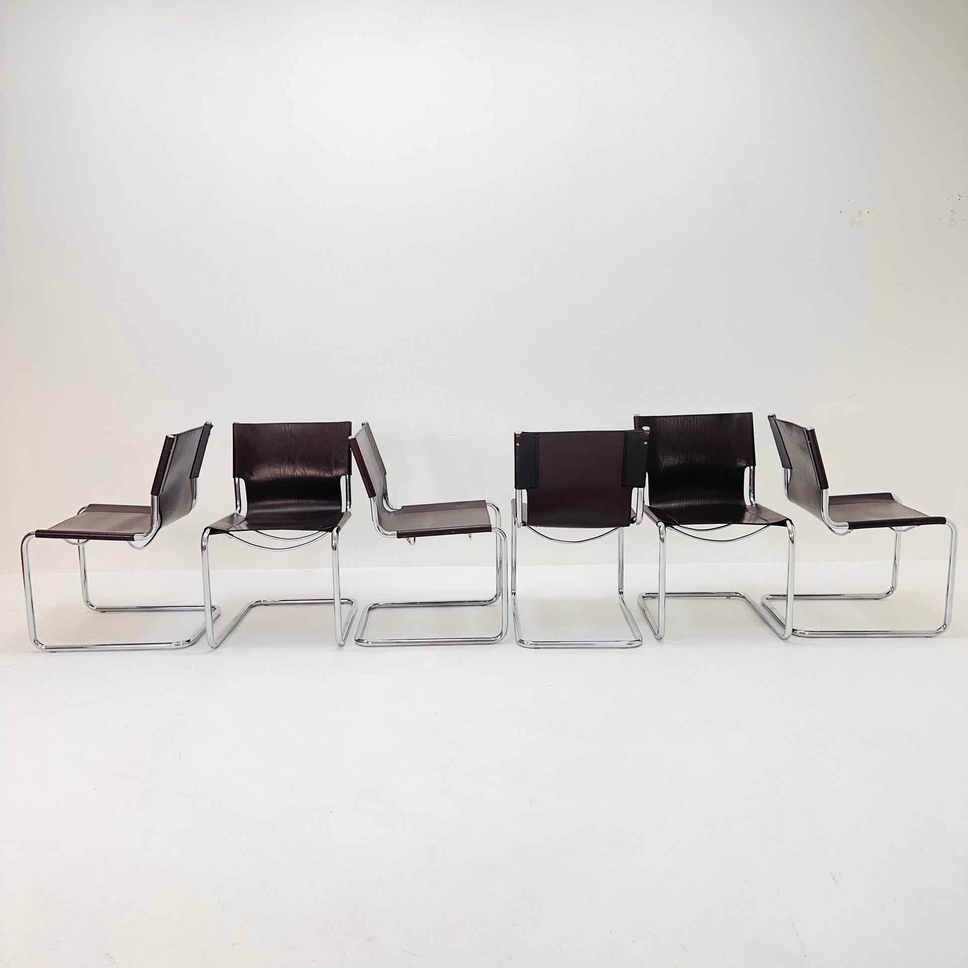 Set of 6 Mid-Century Vintage S33 Chair by Mart Stam & Marcel Breuer for Matteo grassi 1980s Italy