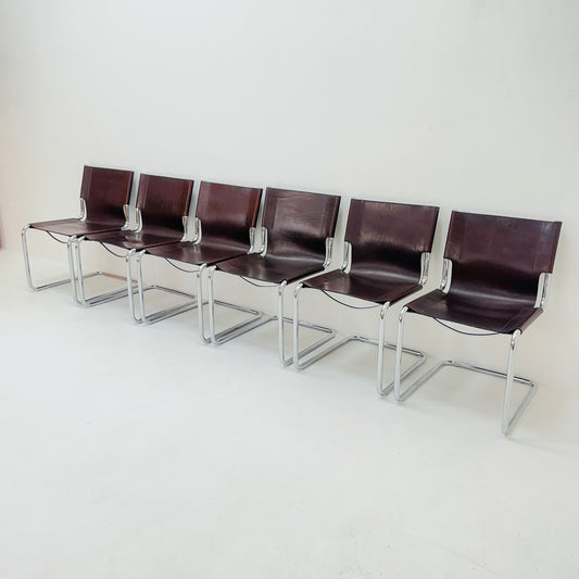 Set of 6 Mid-Century Vintage S33 Chair by Mart Stam & Marcel Breuer for Matteo grassi 1980s Italy